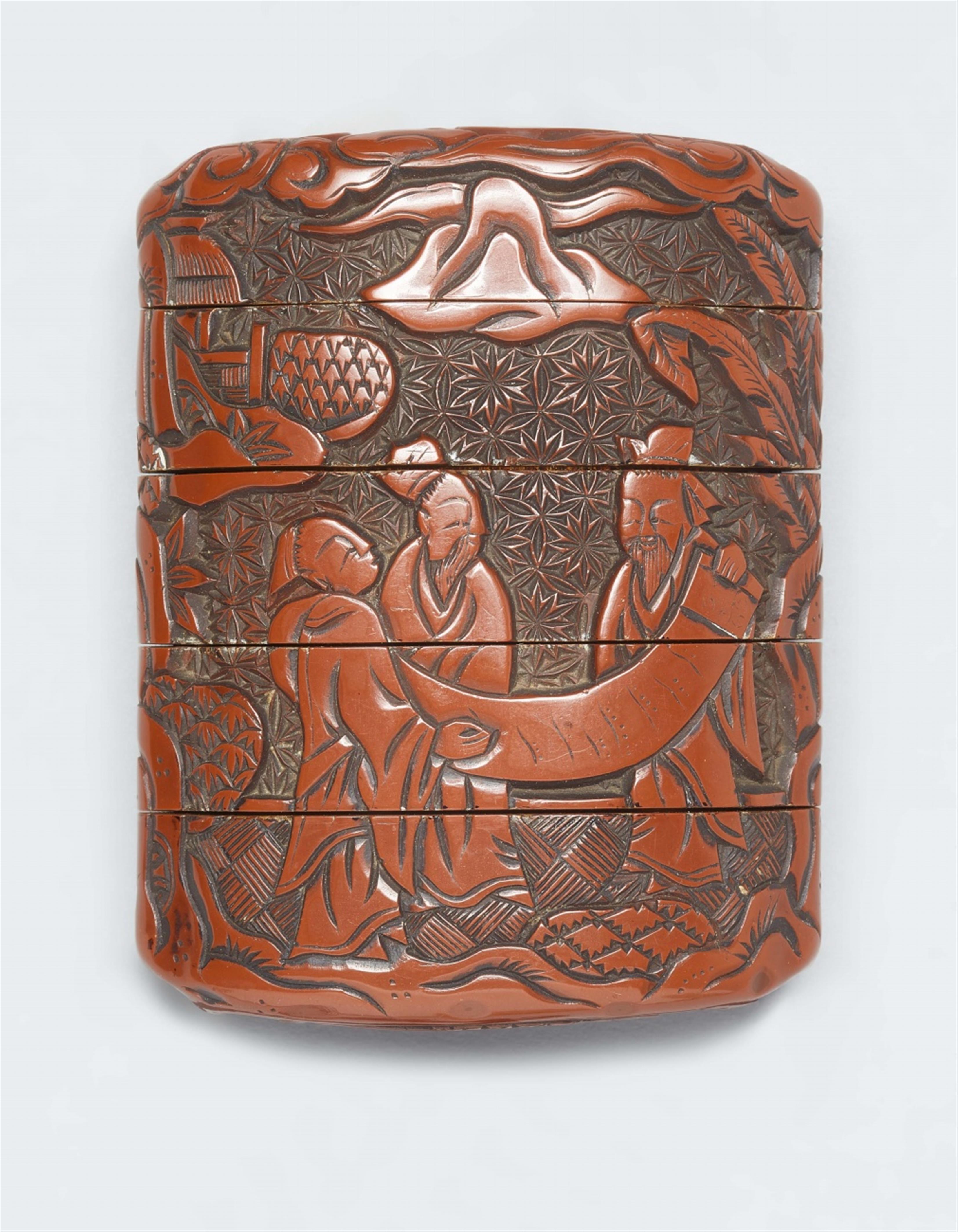 A four-case carved-lacquer inro. 19th century - image-2