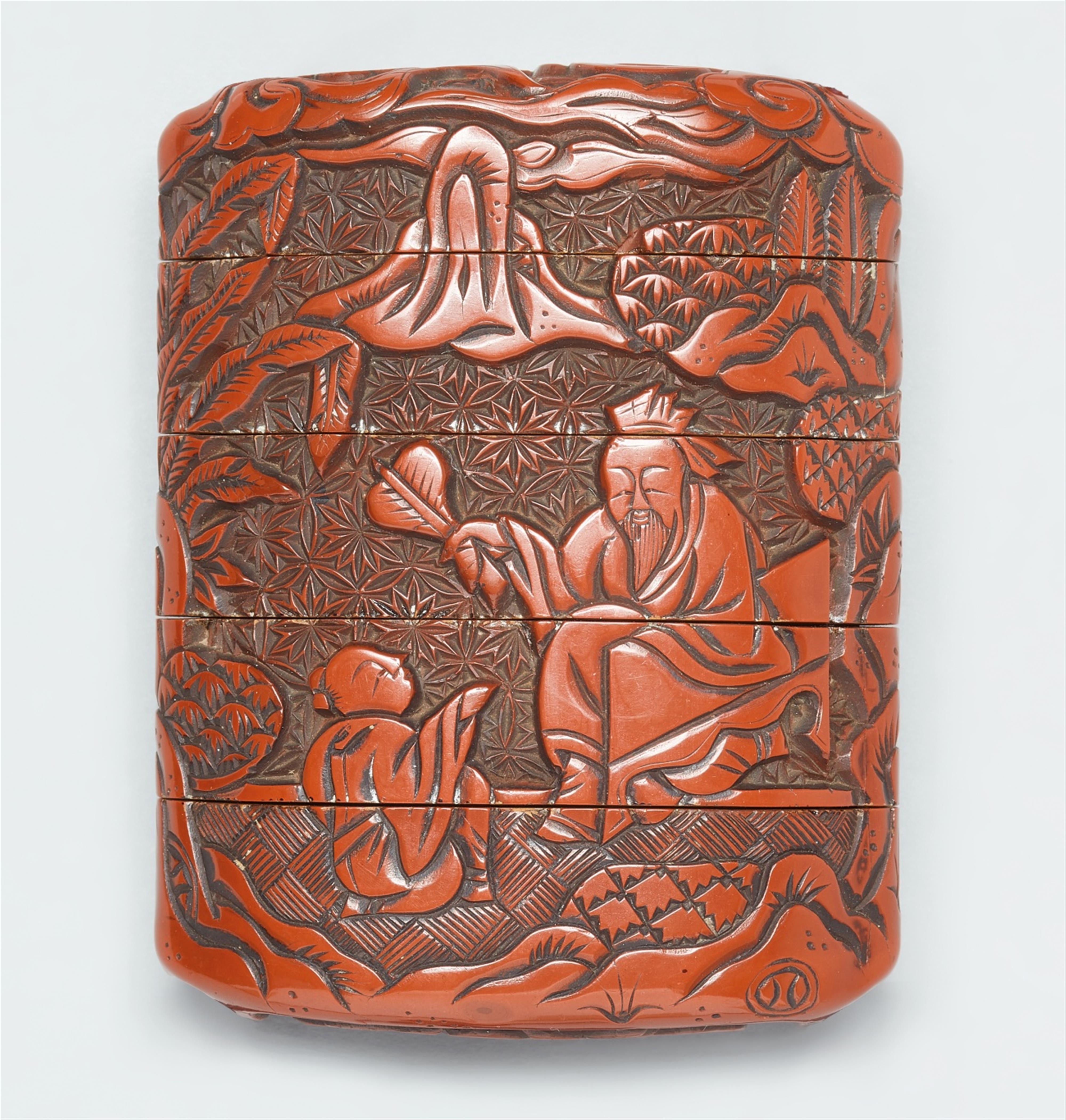 A four-case carved-lacquer inro. 19th century - image-1