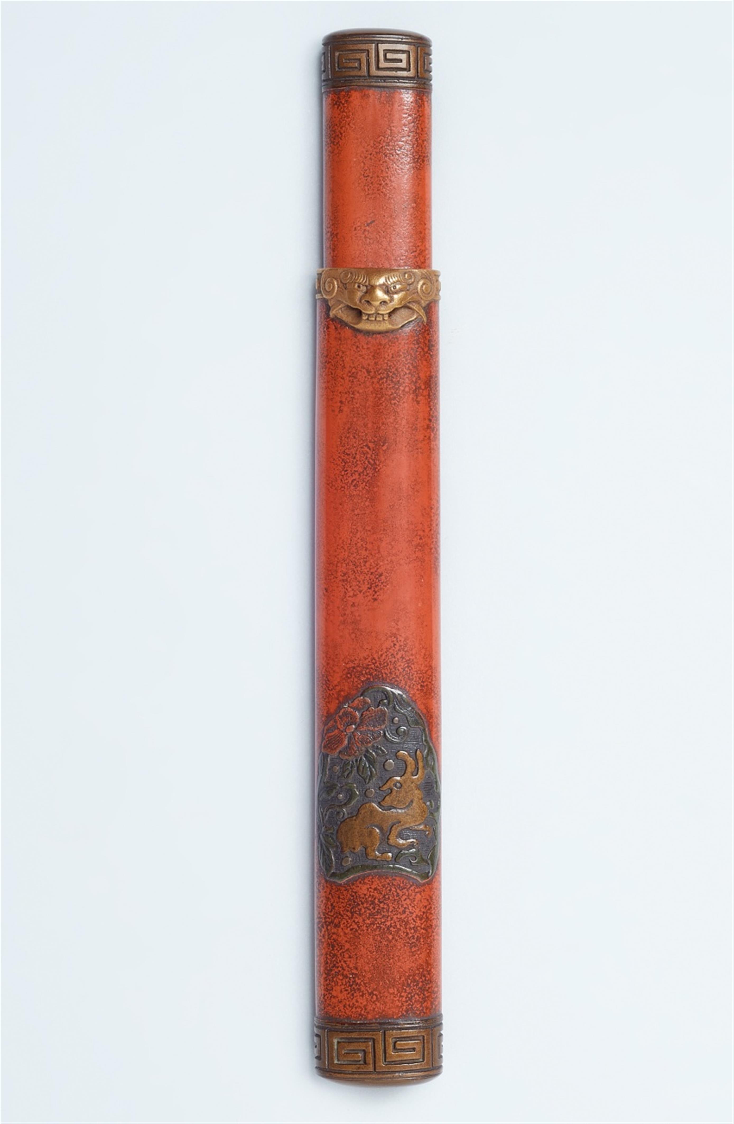 A lacquered wood kiseruzutsu. Around 1870/1880 - image-1