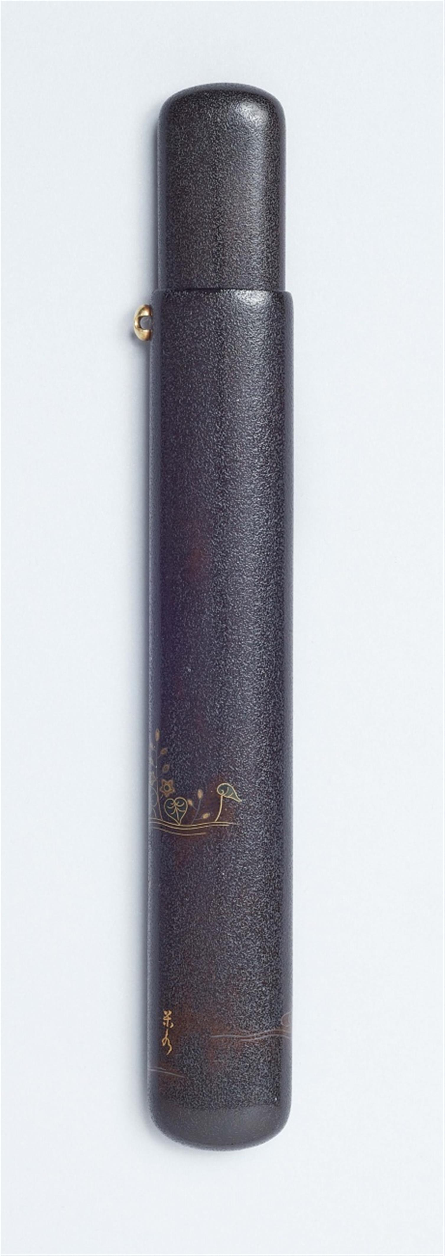 An inlaid lacquer kiseruzutsu. Late 19th century - image-2