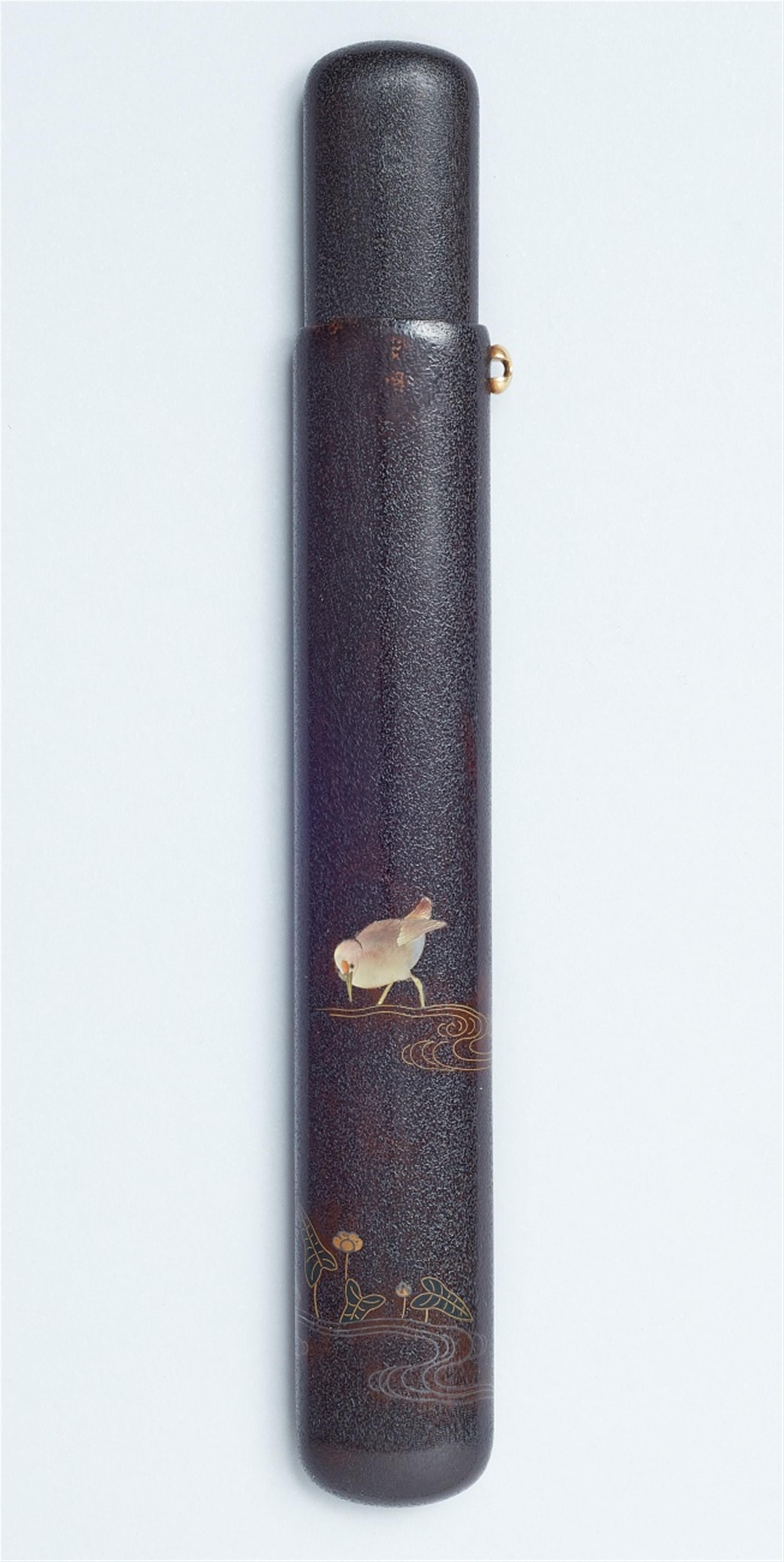 An inlaid lacquer kiseruzutsu. Late 19th century - image-1