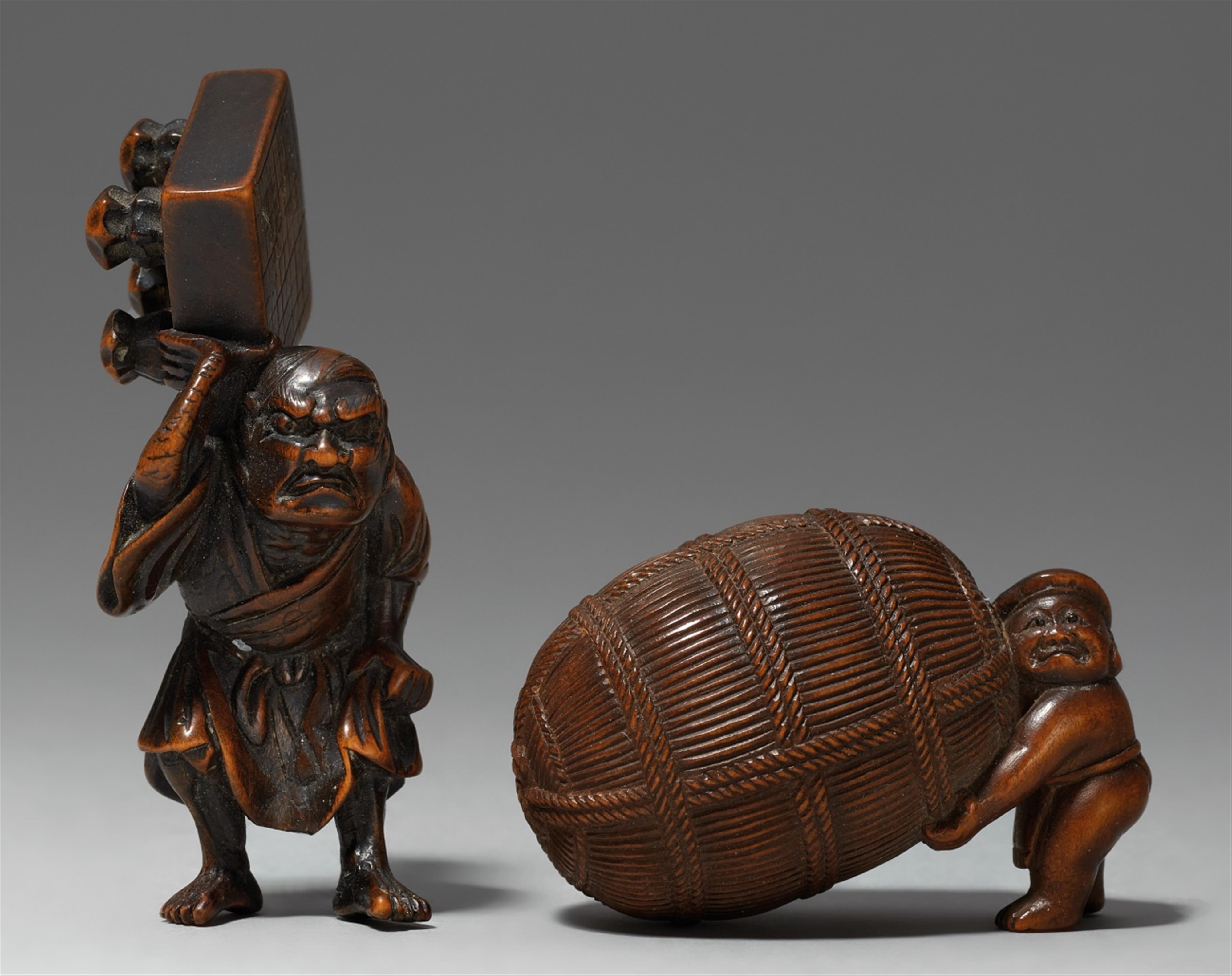 Zwei Netsuke. Buchsbaum. 19. Jh. - image-1