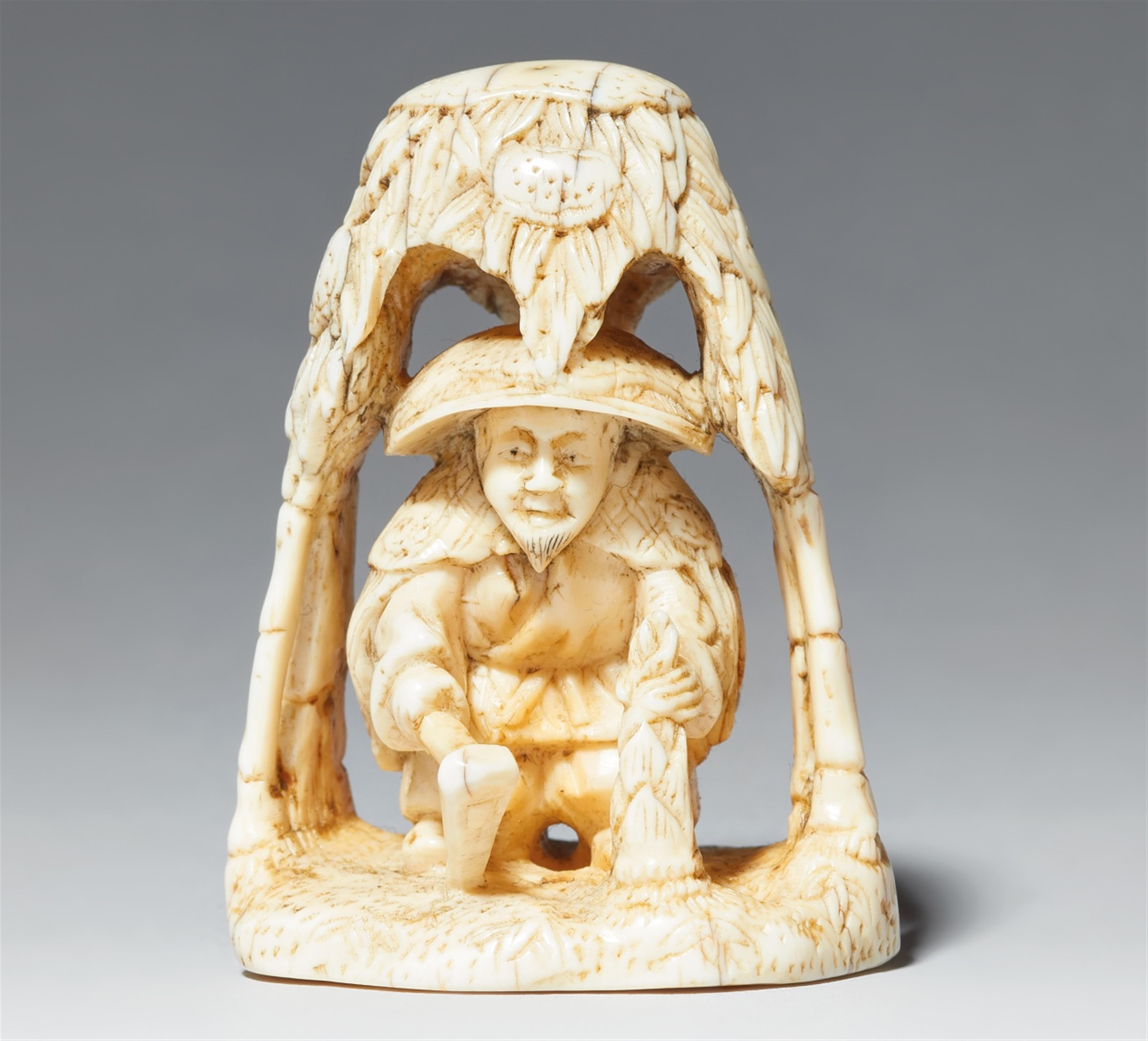 An ivory netsuke of Moso. Second half 19th century - image-1