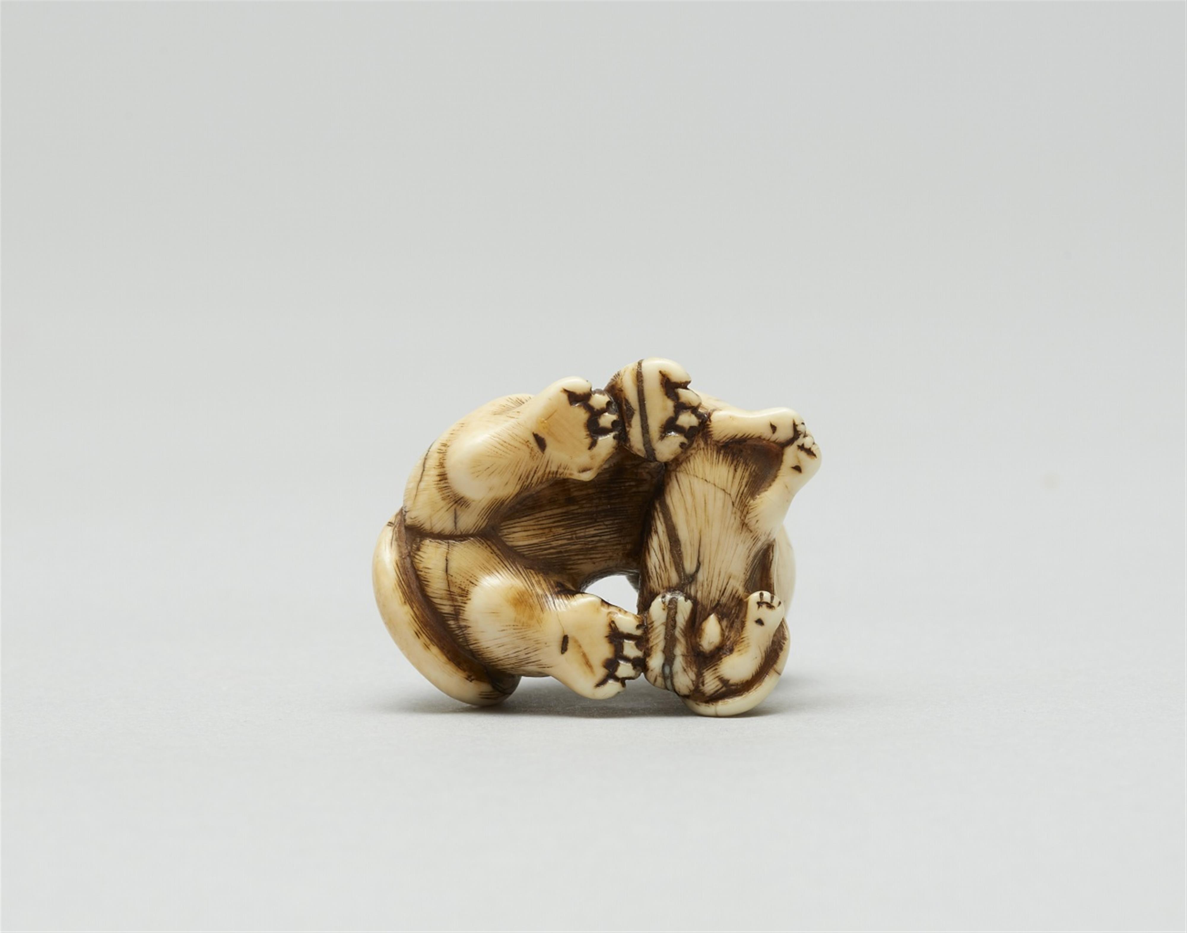 An ivory netsuke of a tiger with young. Mid-19th century - image-6