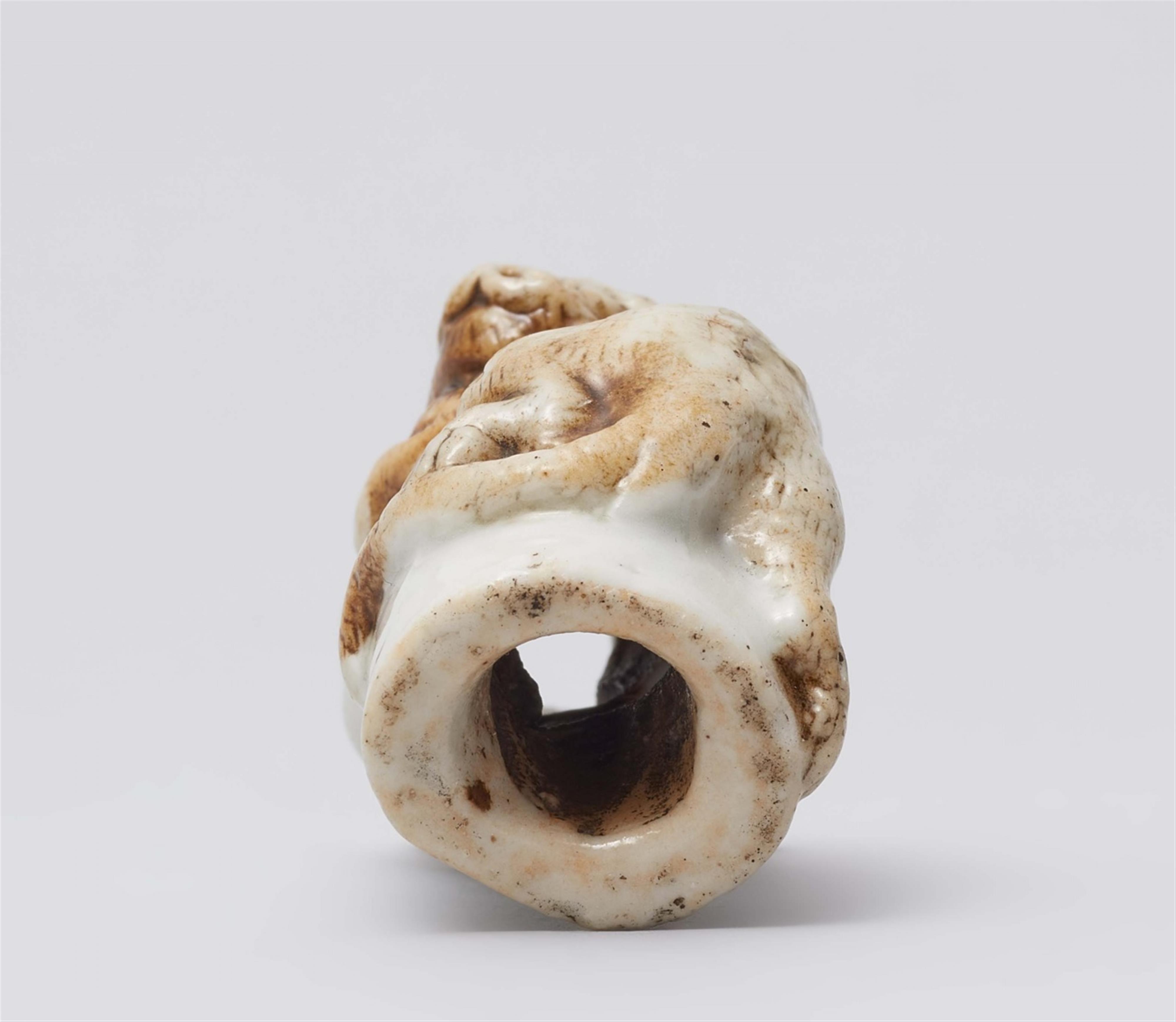 A porcelain netsuke of tiger on bamboo. 19th century - image-4