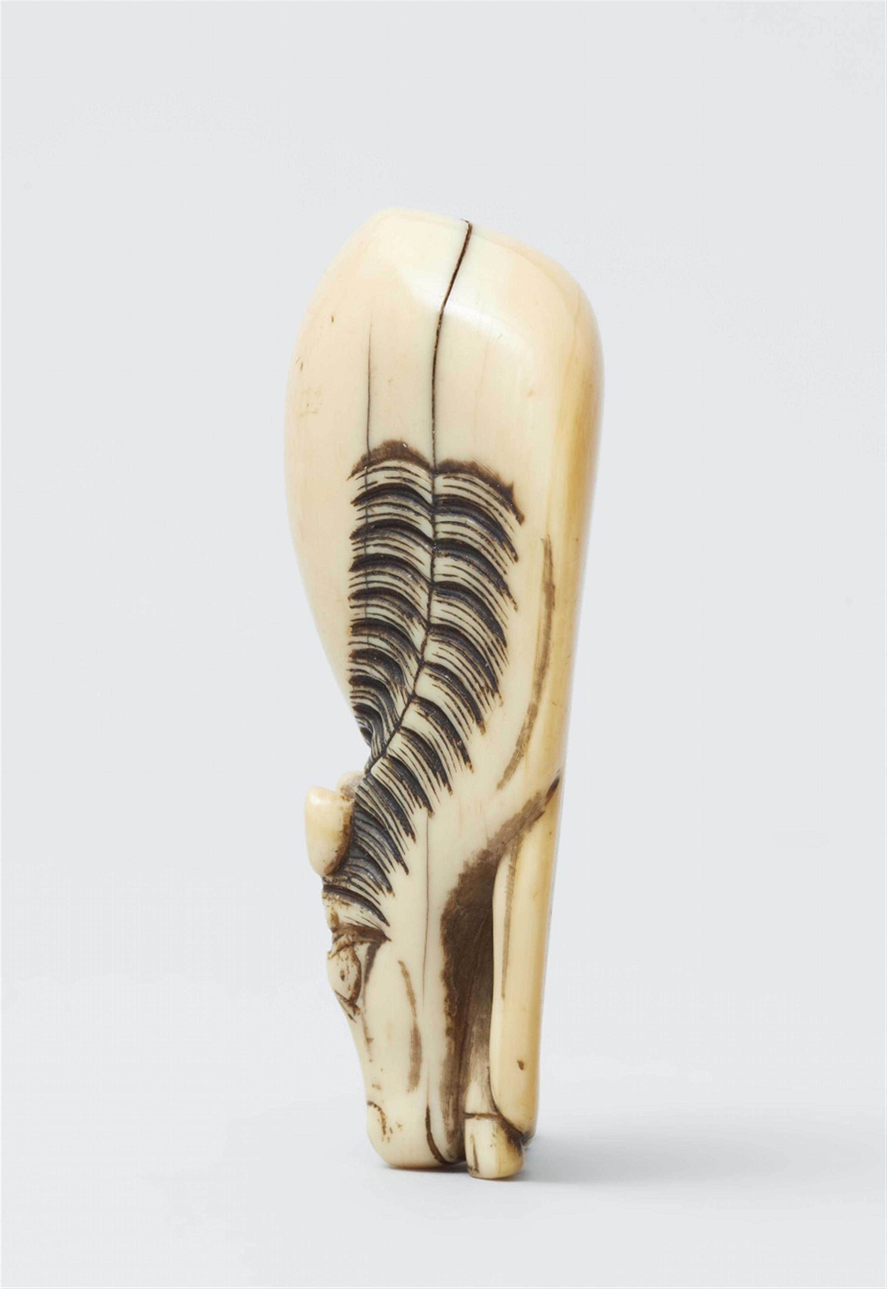 An ivory netsuke of a grazing horse. First half 19th century - image-4