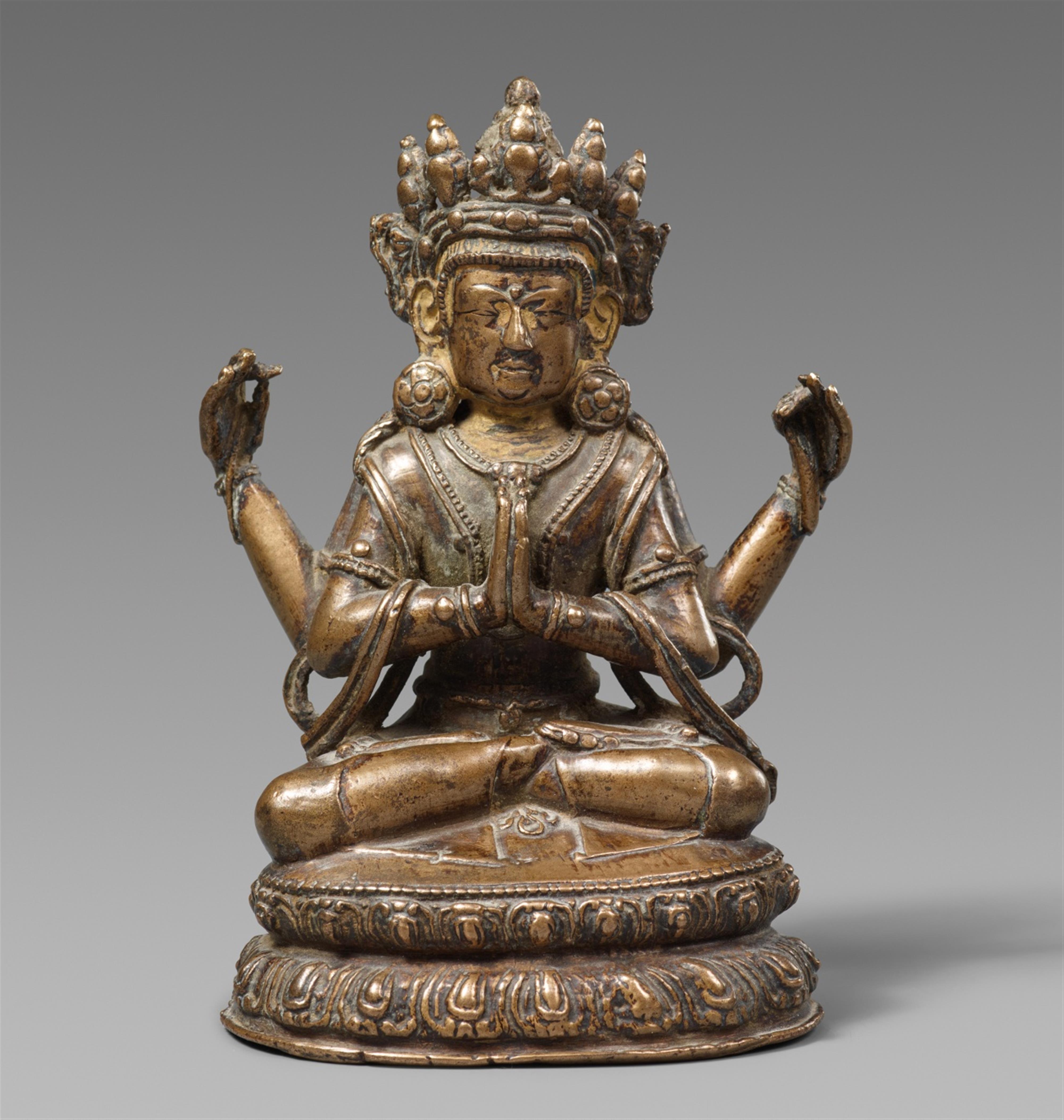 A Tibetan bronze figure of Avalokiteshvara Shadakshari. 16th/17th century - image-1