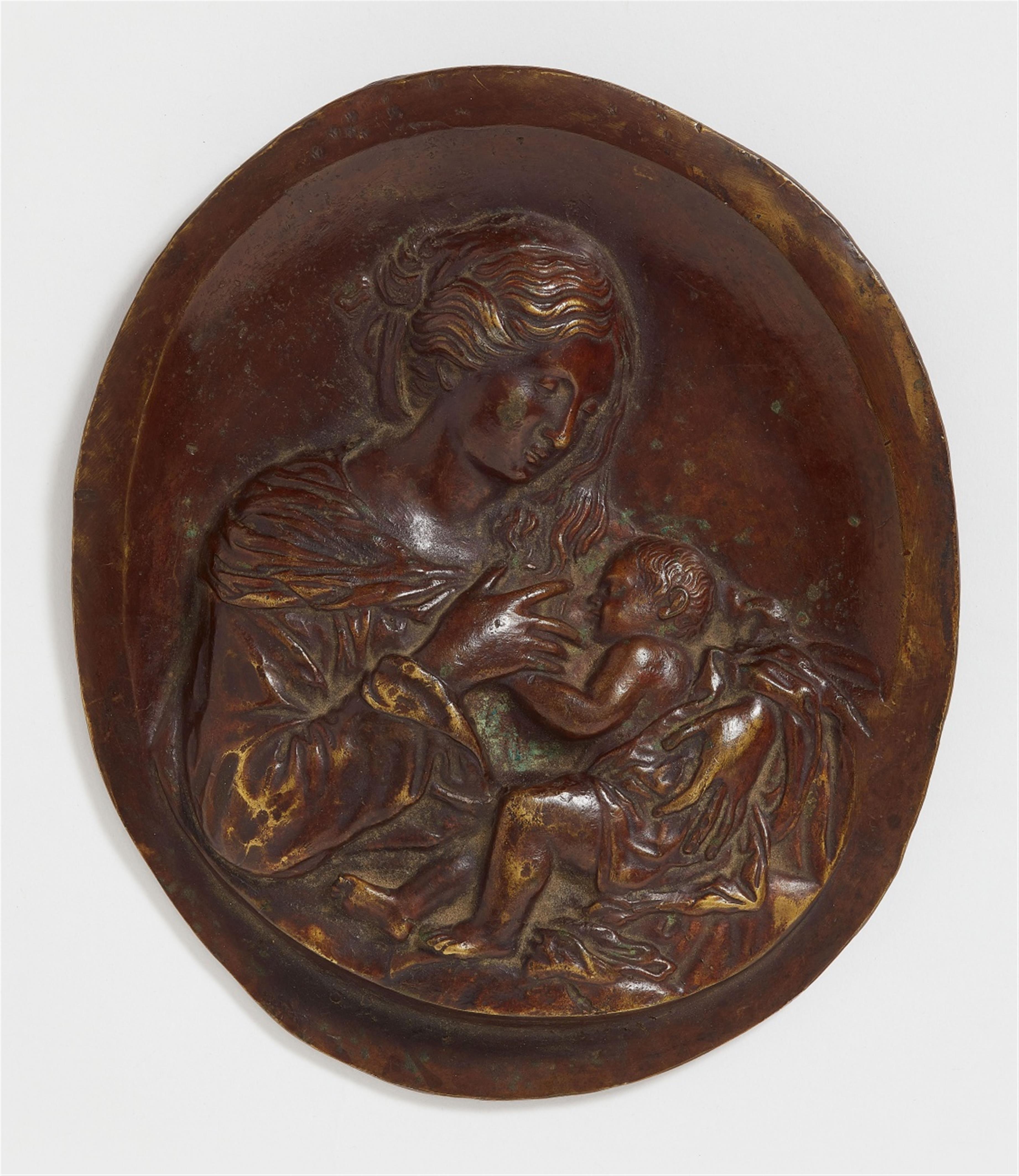 Probably Flemish 18th century - An 18th century Flemish bronze relief of the Madonna Lactans - image-1