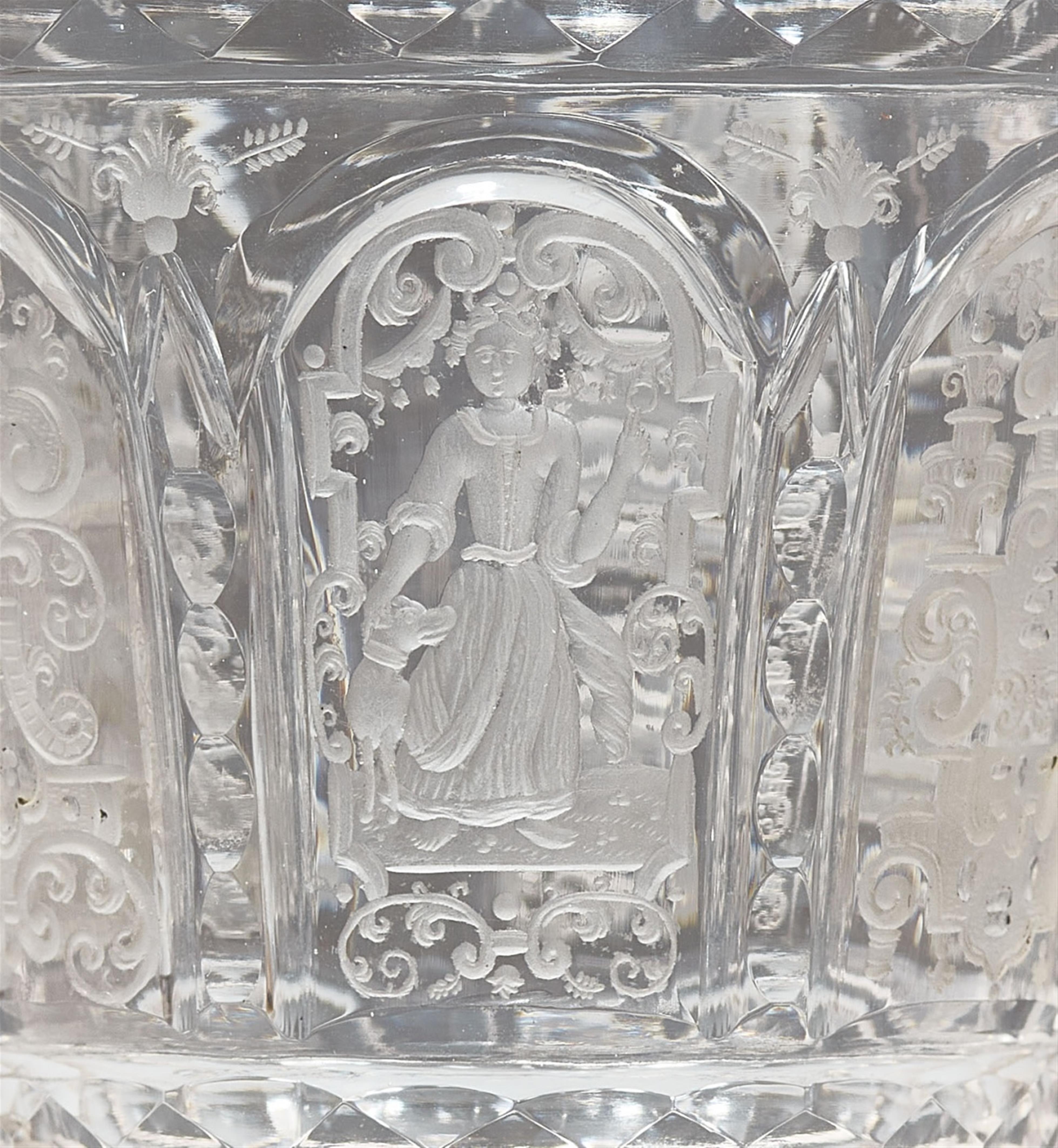 A Silesian cut glass cup and cover with a motto - image-4