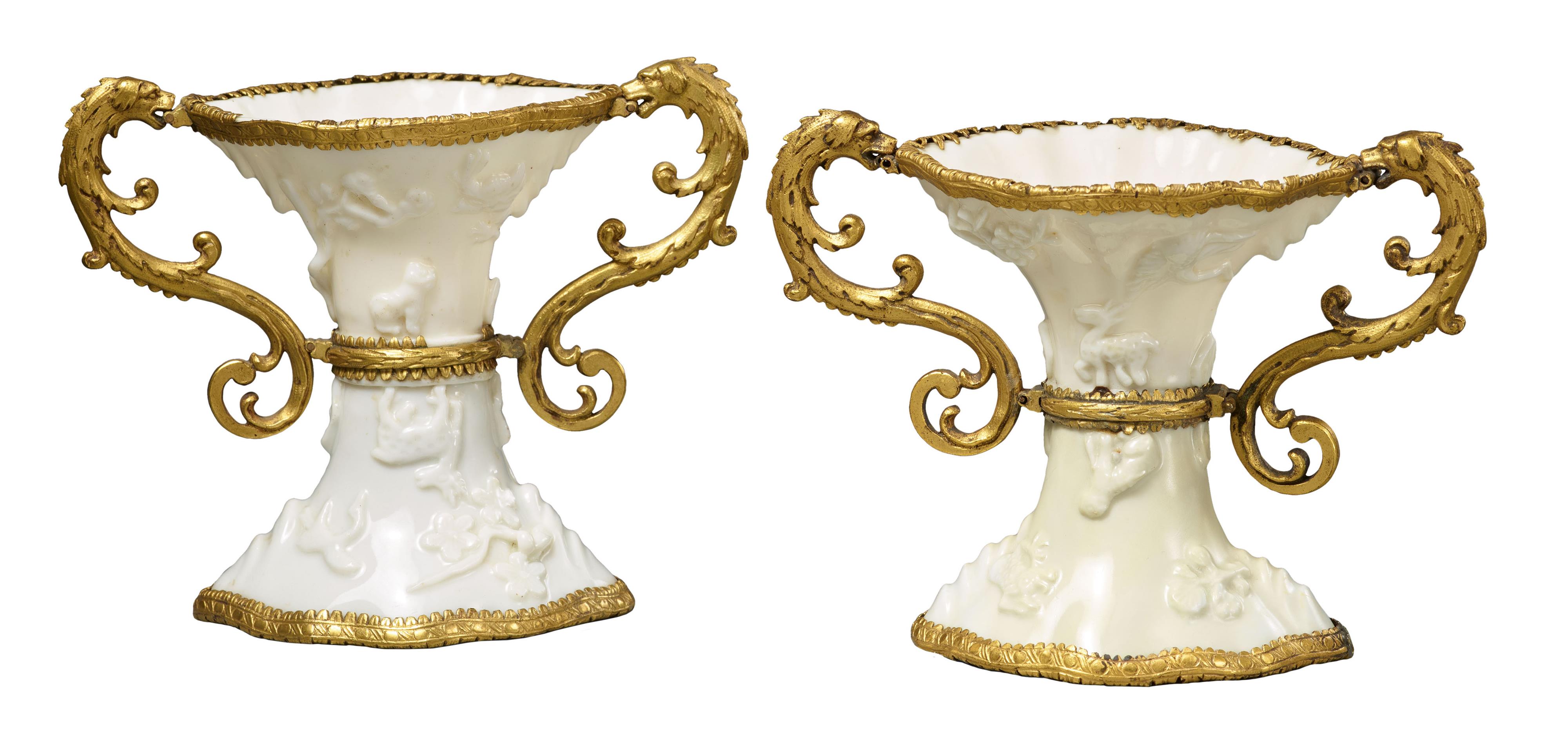 A pair of ormolu-mounted Dehua blanc de Chine libation cups. Kangxi period (1662-1722) - image-1