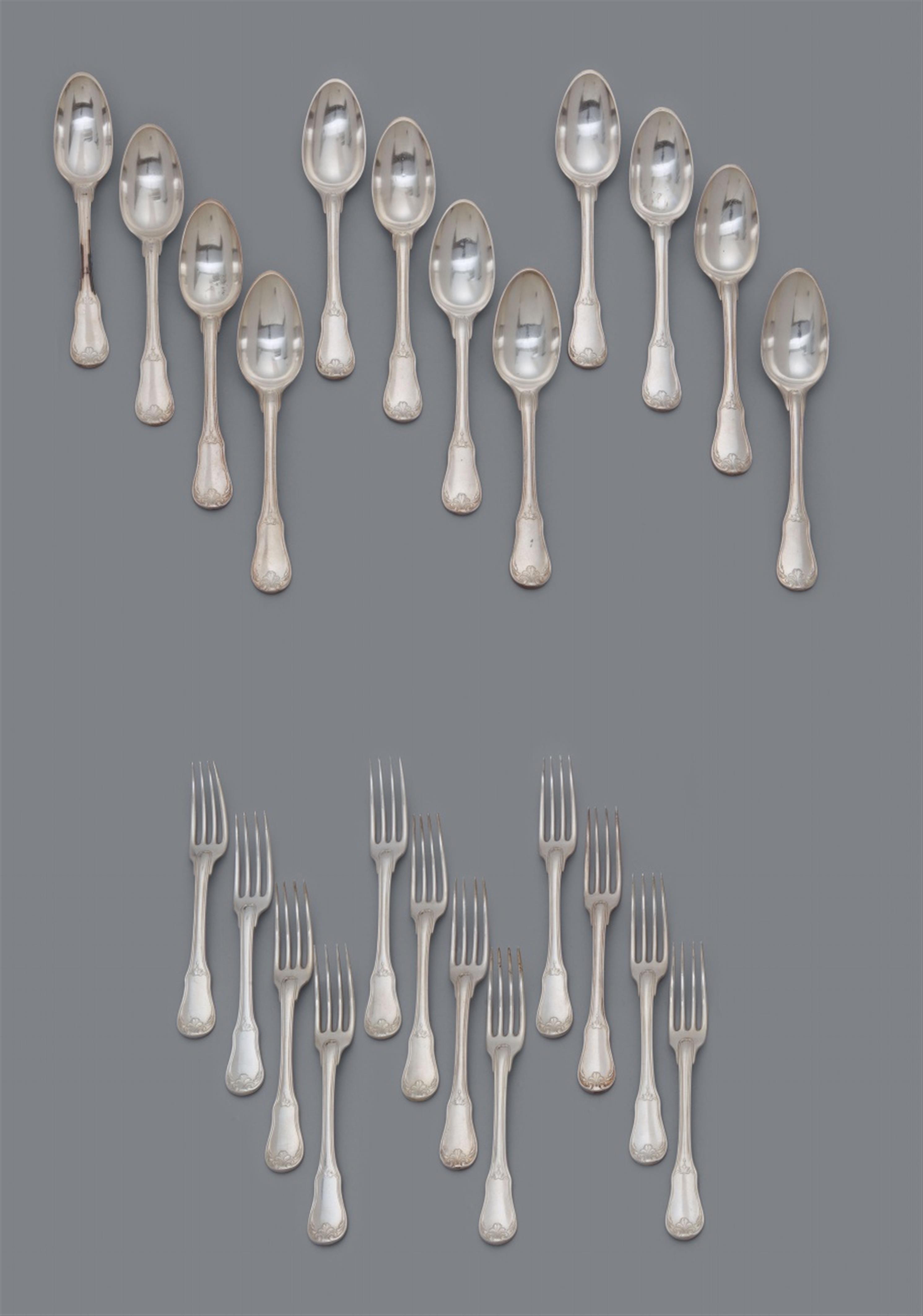 A rare Parisian Louis XV silver cutlery set - image-1