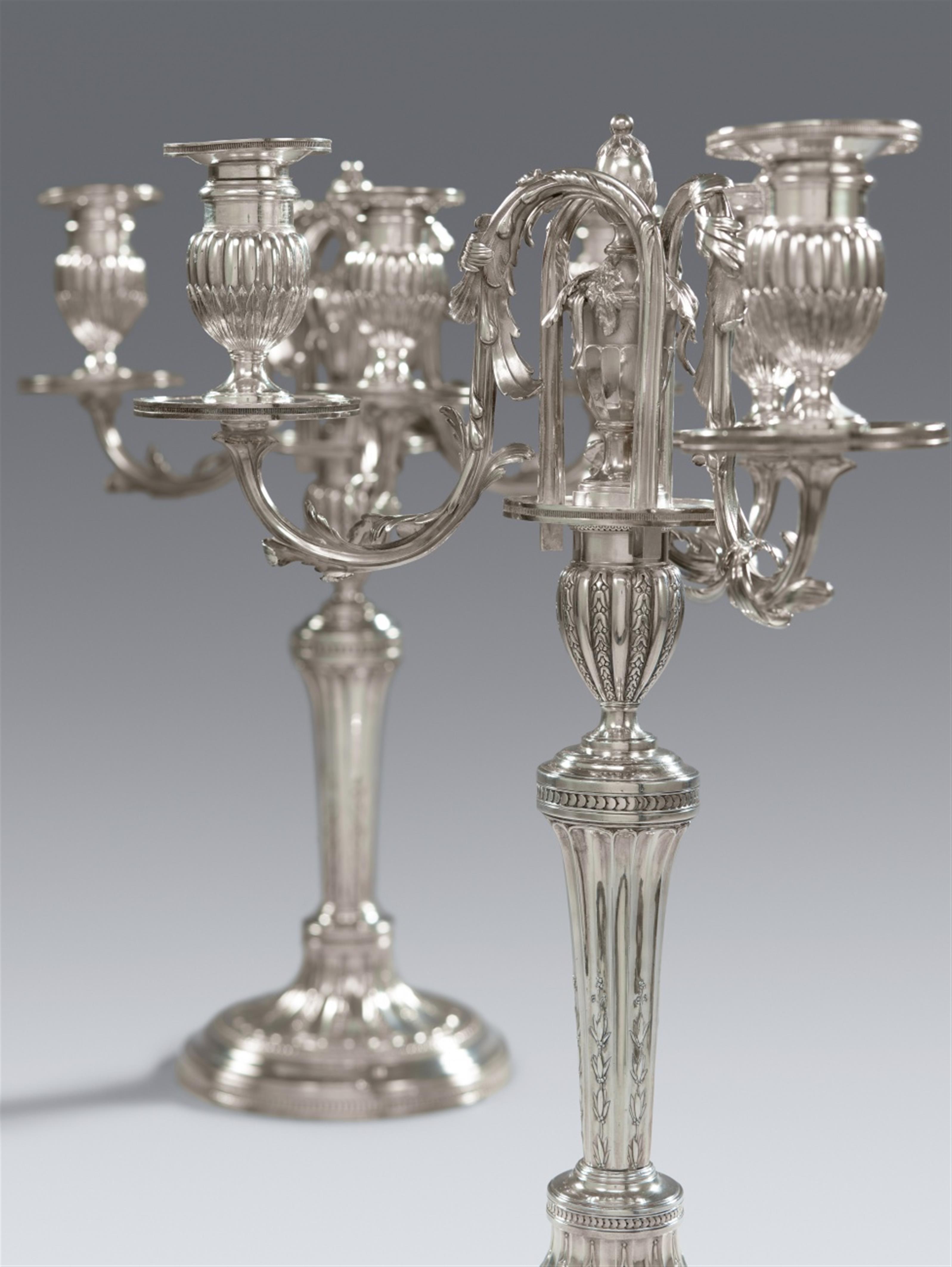 A pair of three-flame Parisian silver candelabra - image-2