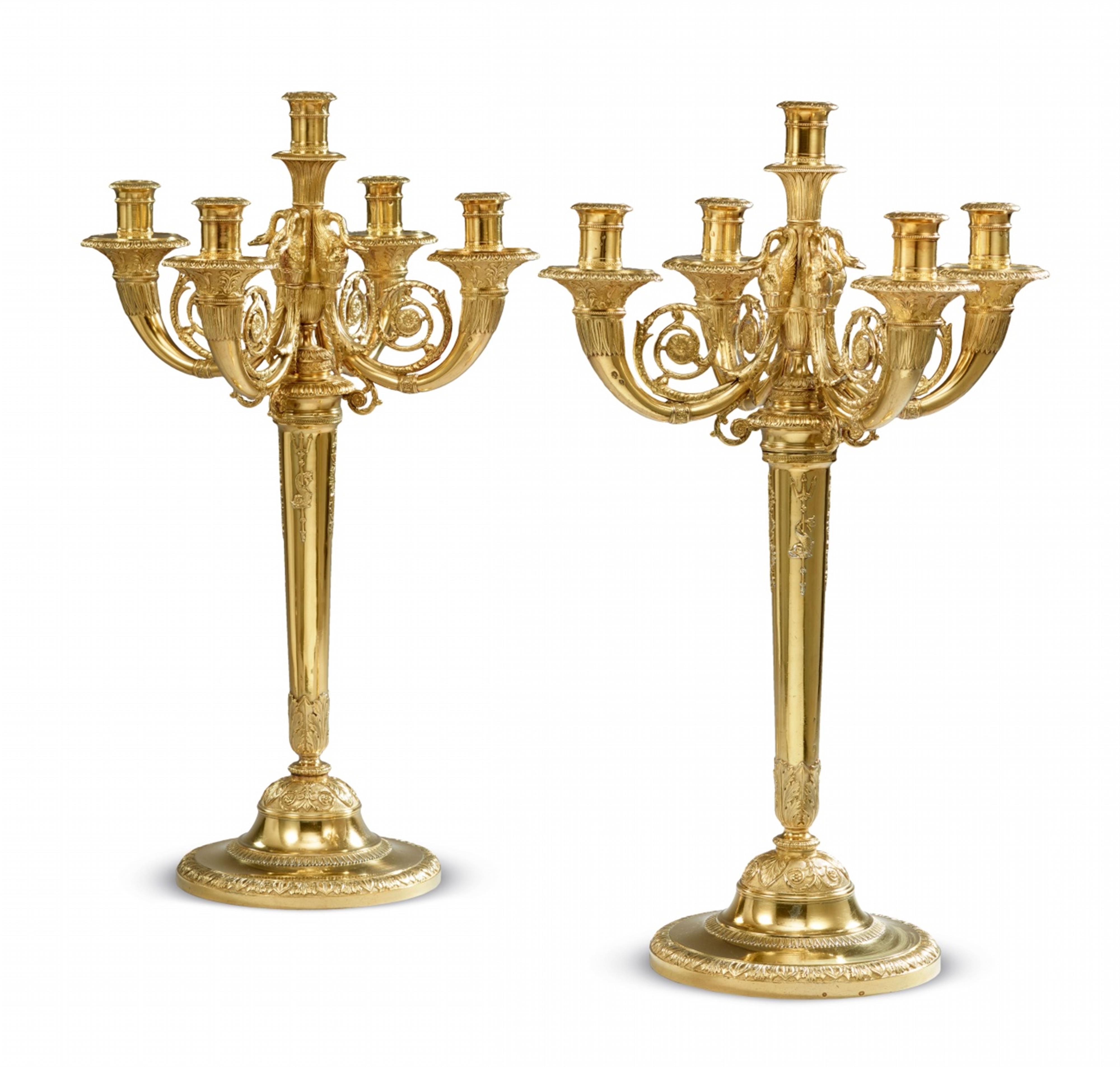 A large pair of silver gilt girandoles - image-1