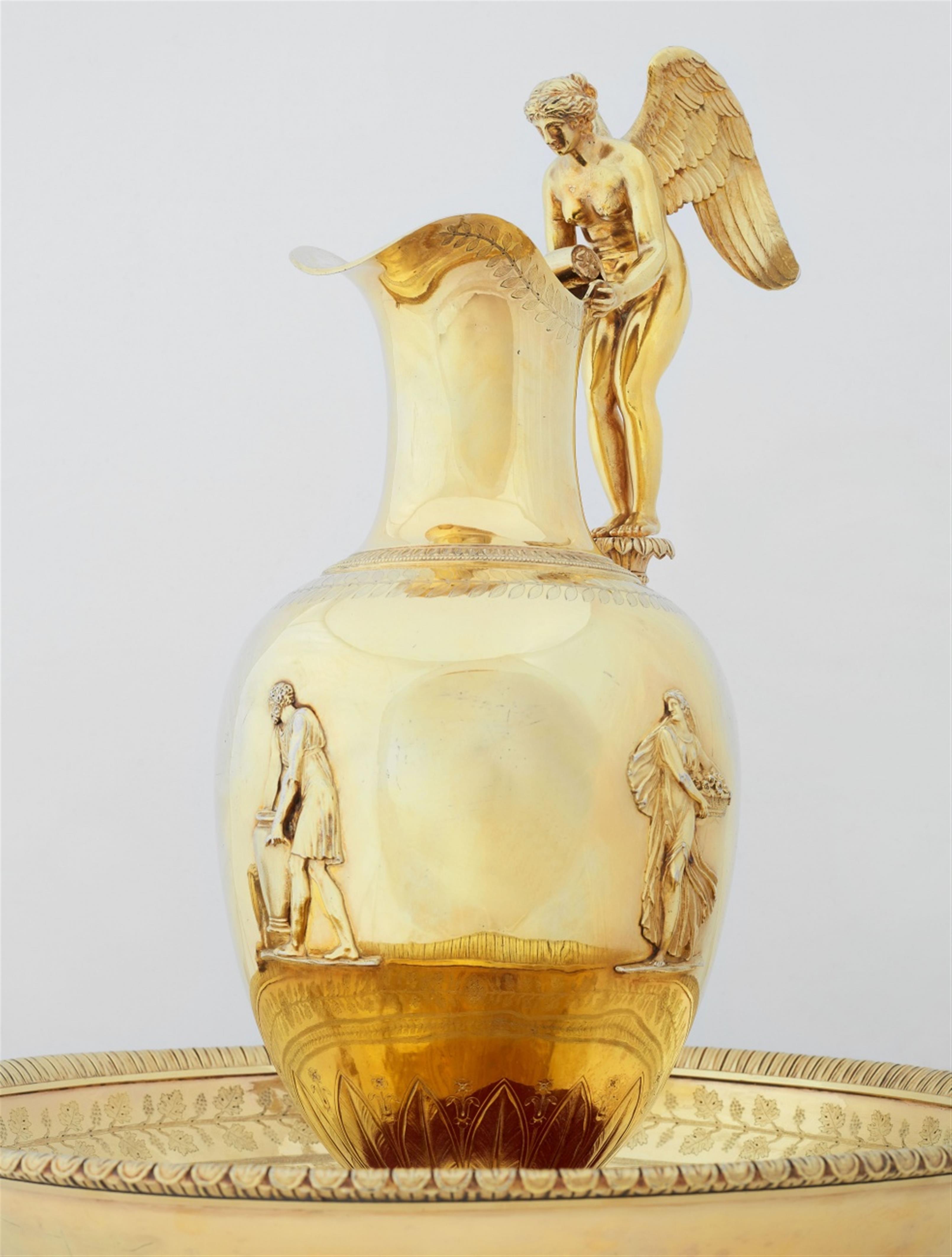 An Empire silver gilt ewer and basin - image-2