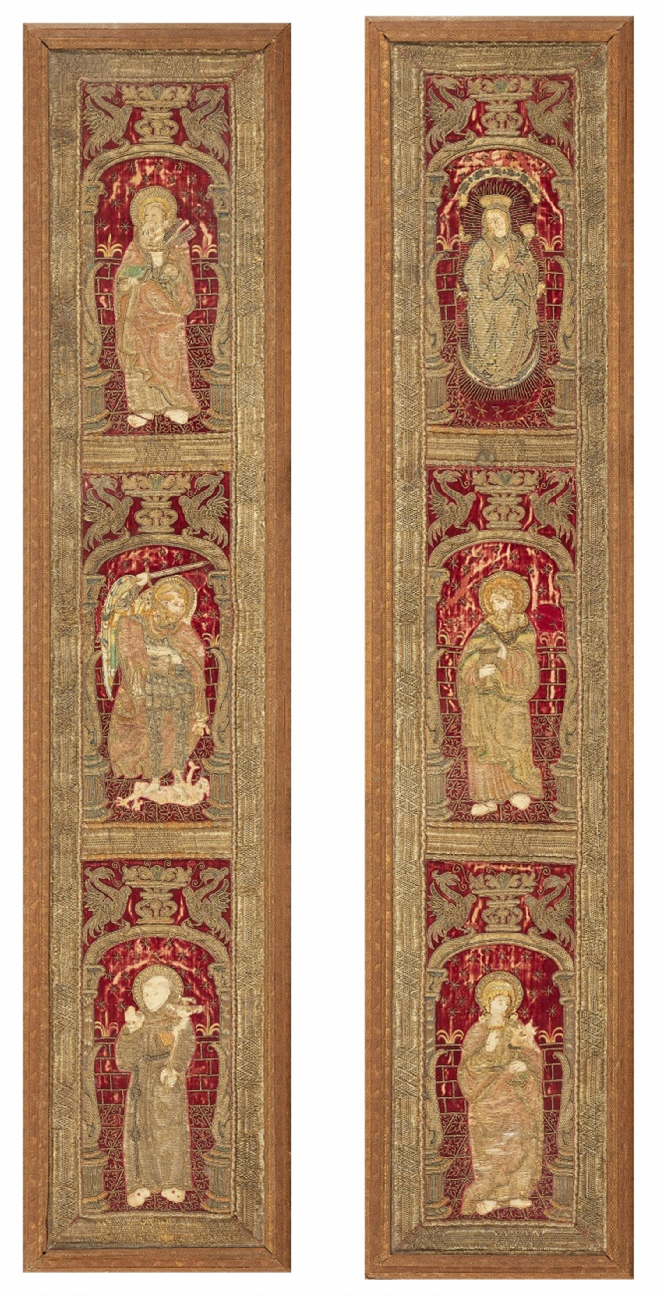 Two embroidered pillar decorations - image-1