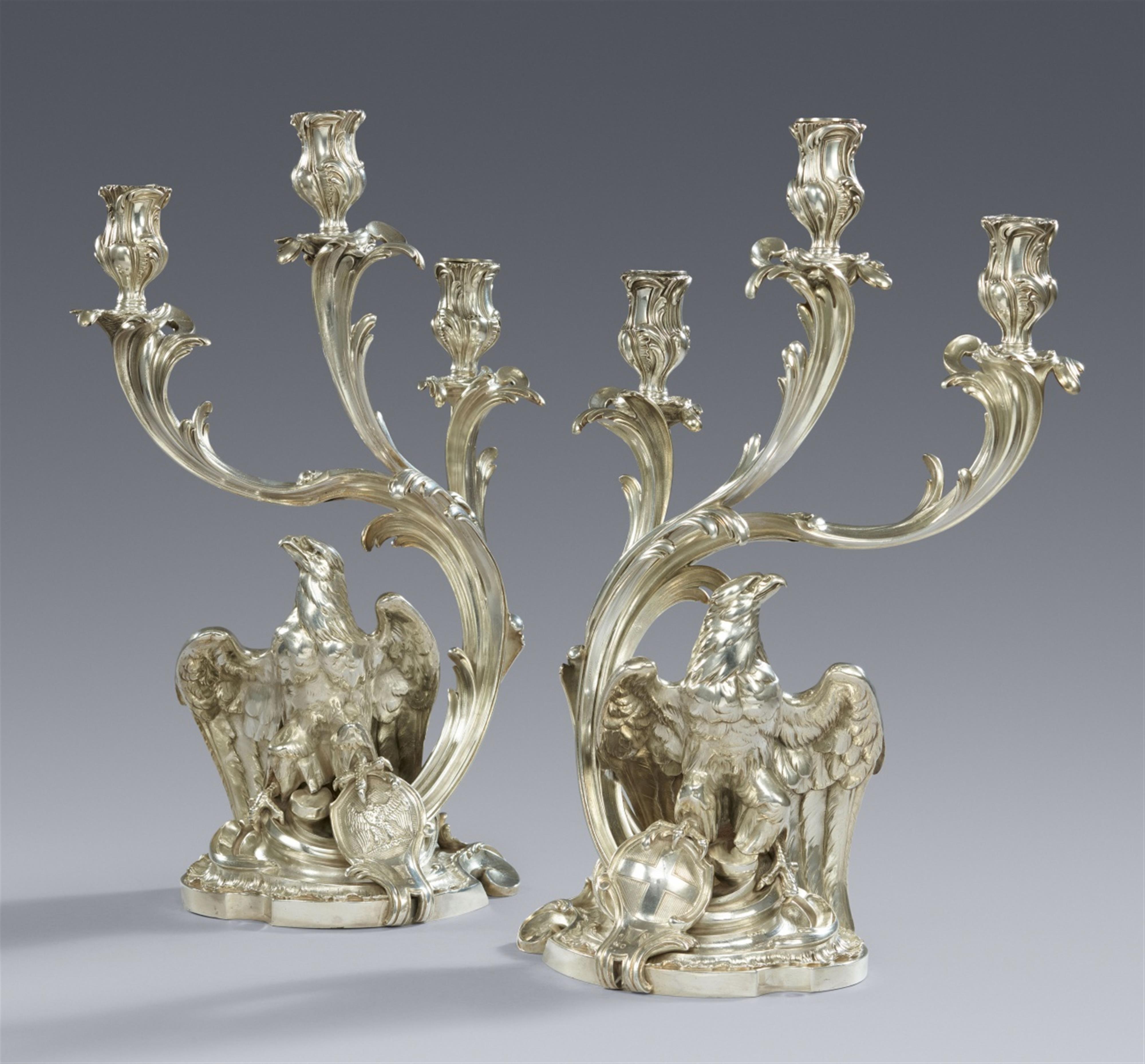 A pair of silver candelabrum from the wedding service made for Maria Letizia Bonaparte - image-1