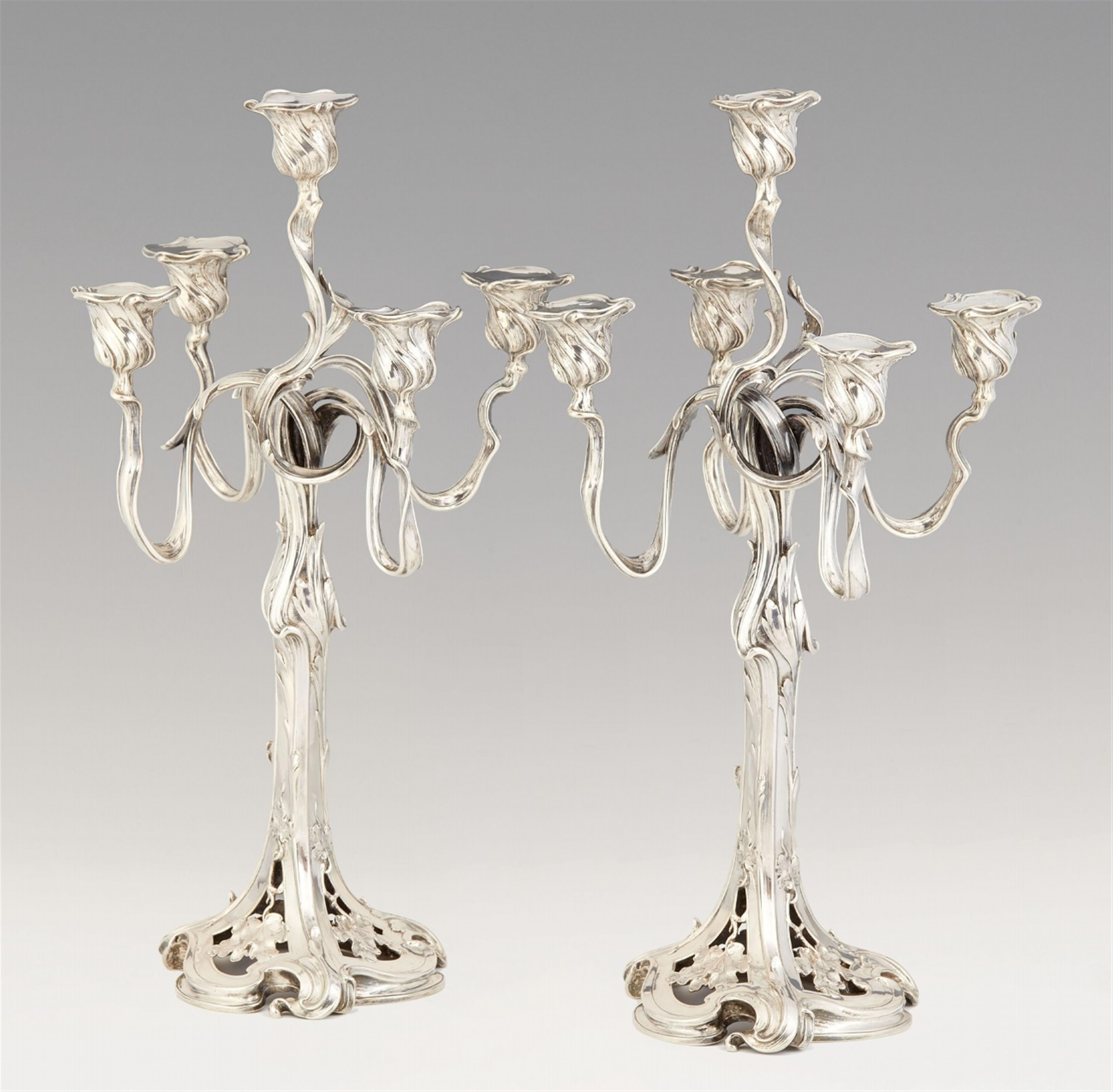 A pair of Art Nouveau silver candelabra - image-1