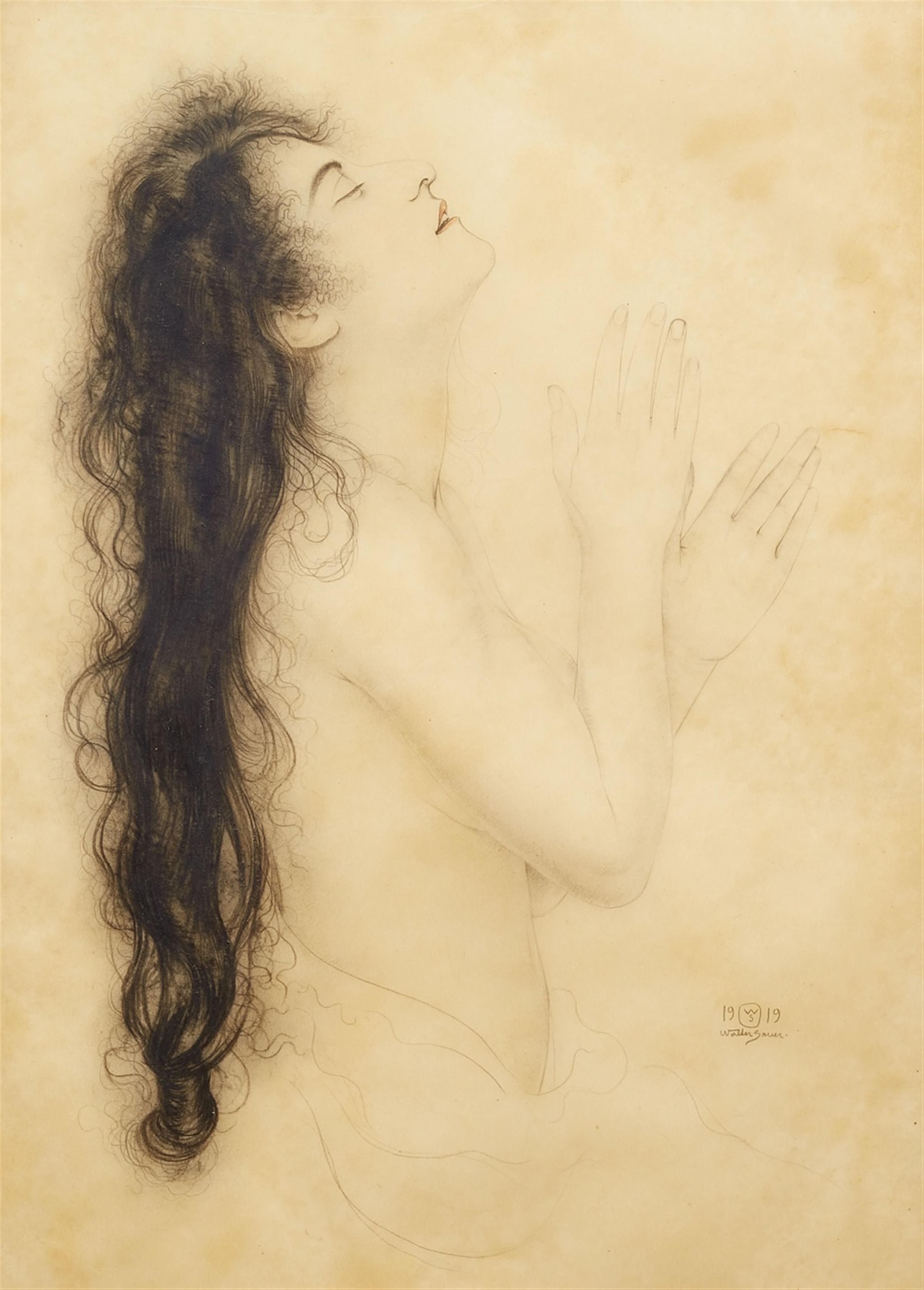 Walter Sauer - Bildnis einer Frau mit langem Haar - image-1