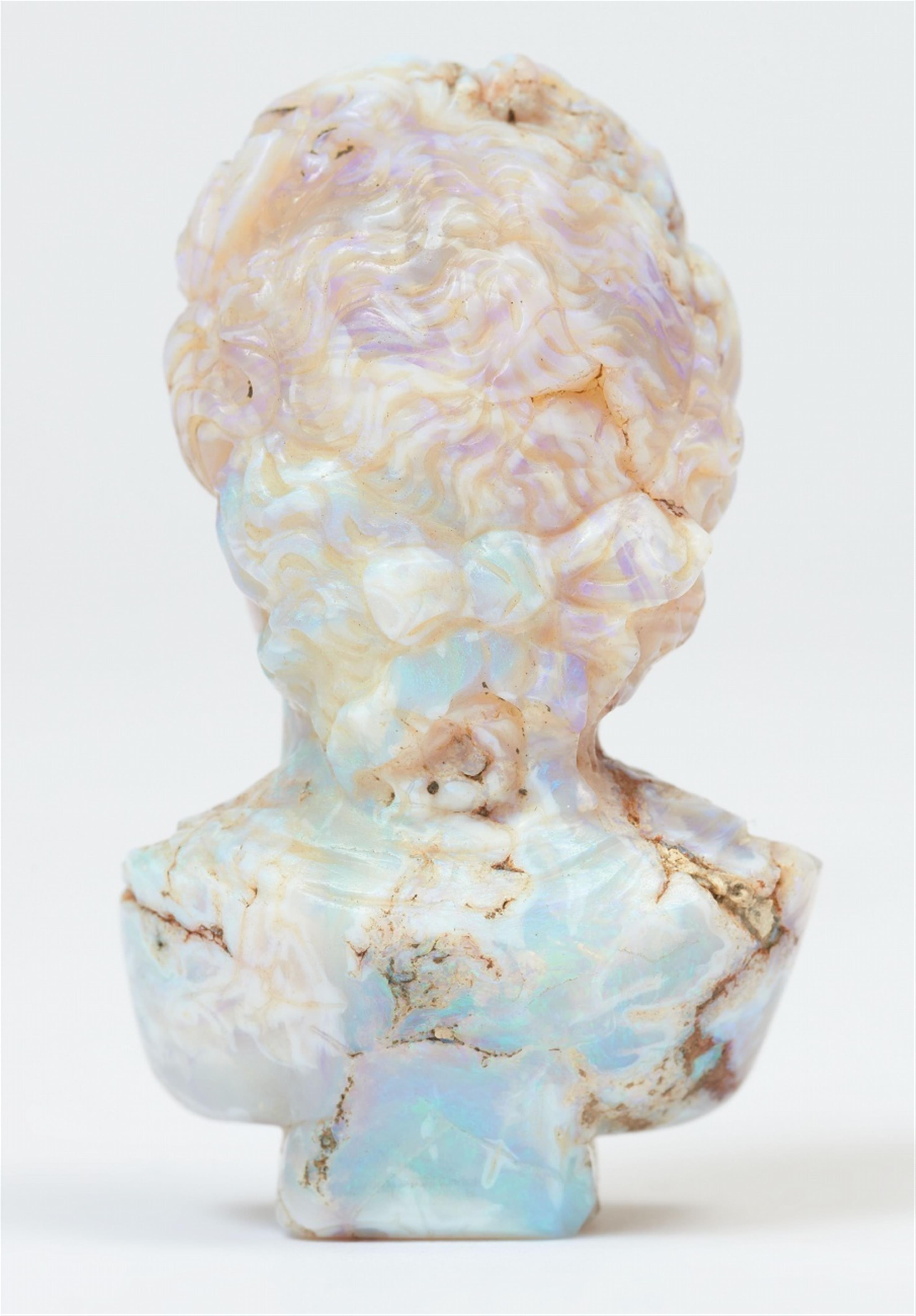 A rare miniature carved opal bust of a Roman emperor - image-2