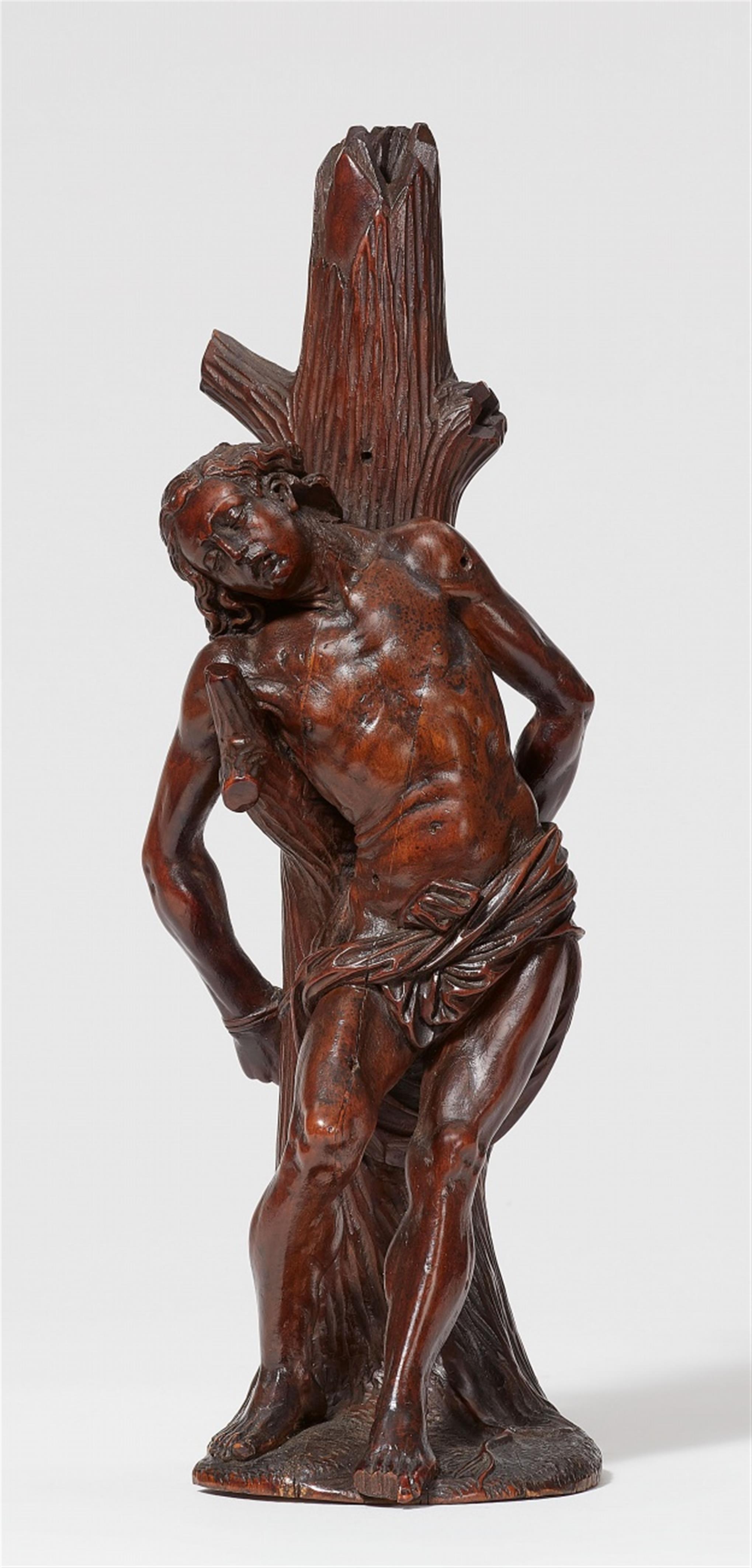 Flemish 17th century - A 17th century Flemish carved fruitwood figure of Saint Sebastian - image-1