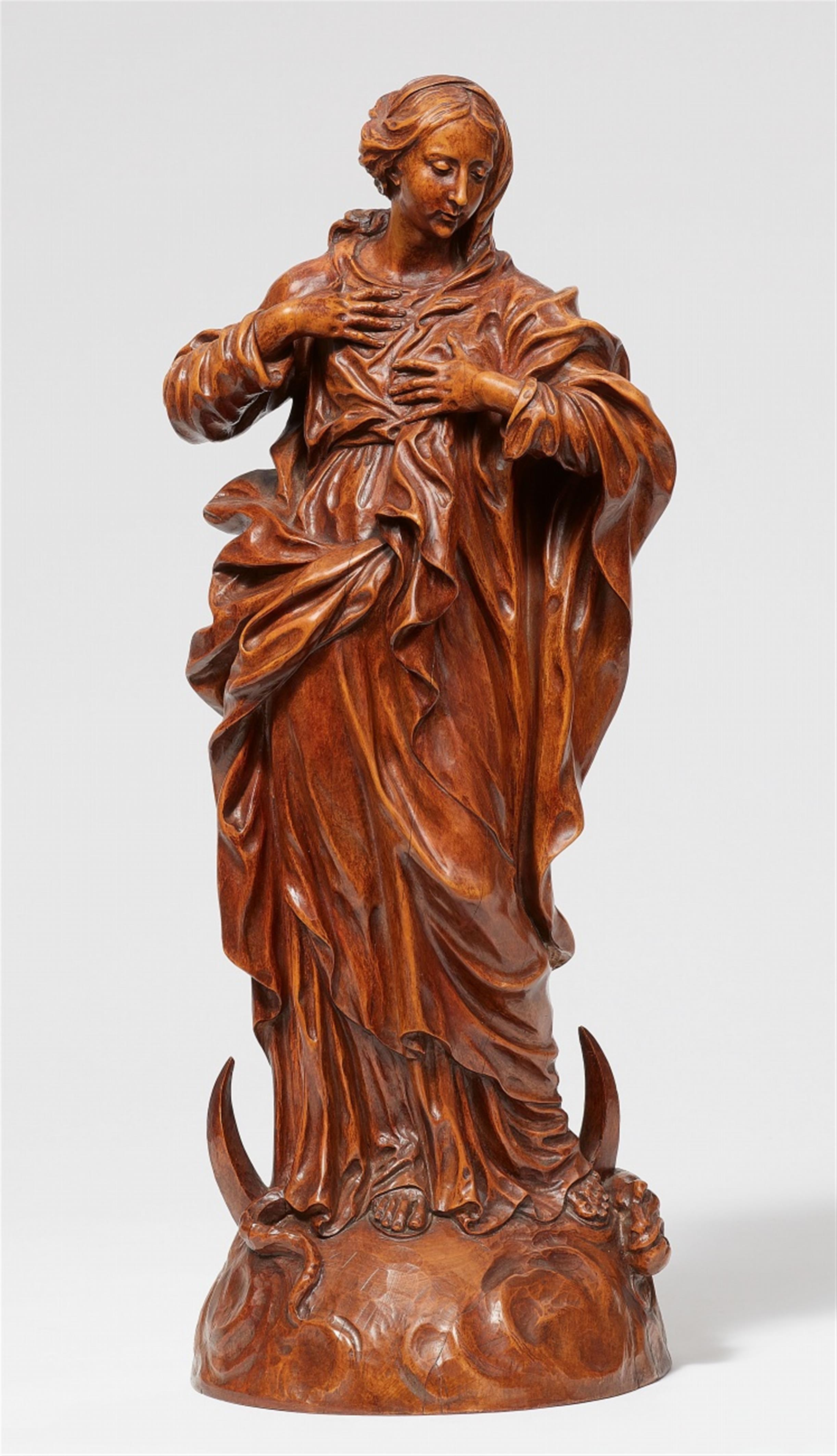 Jean del Cour - A carved fruitwood figure of the Madonna Immaculata, by Jean del Cour - image-1