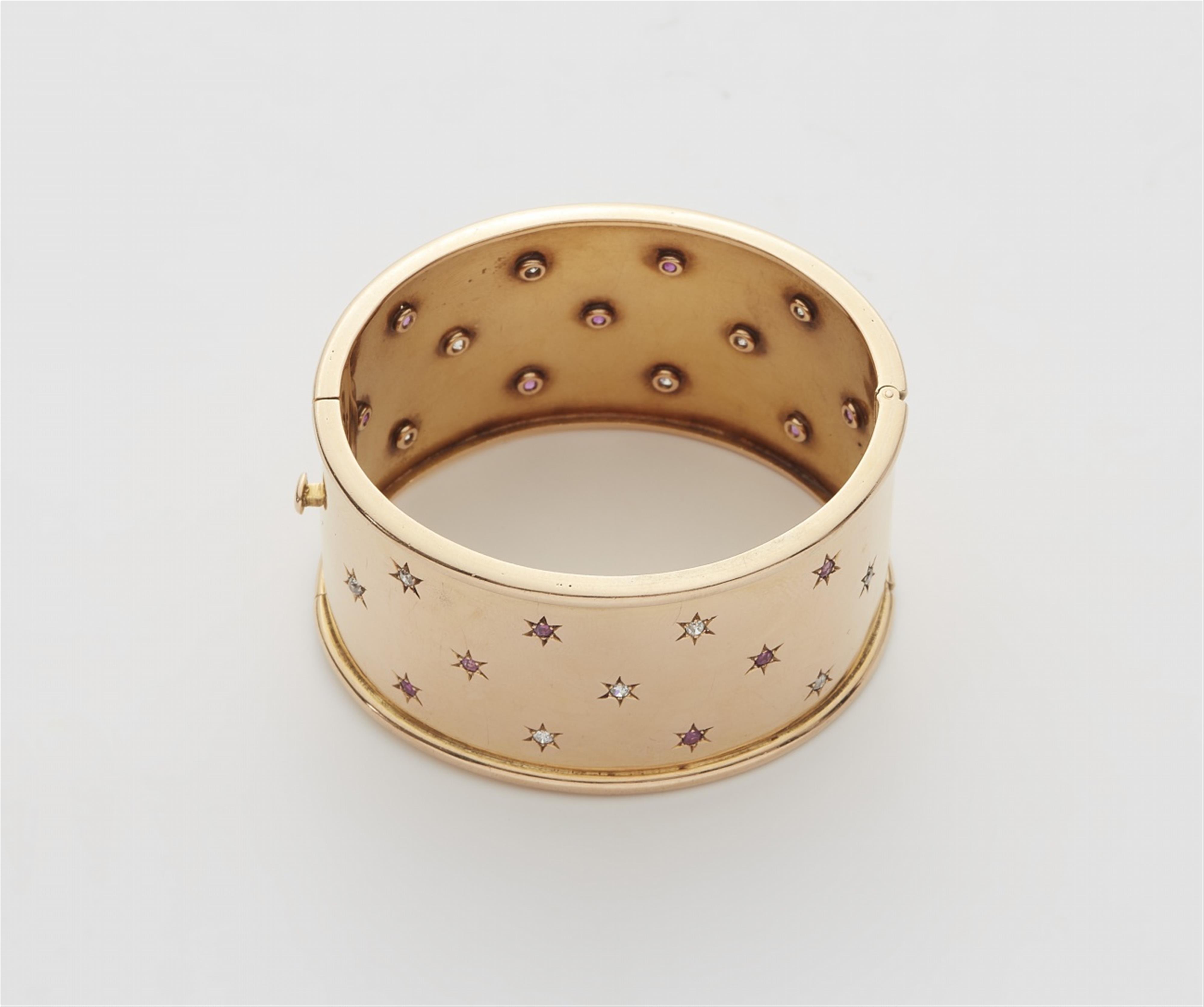 An 18k rose gold gemstone cuff bangle - image-1