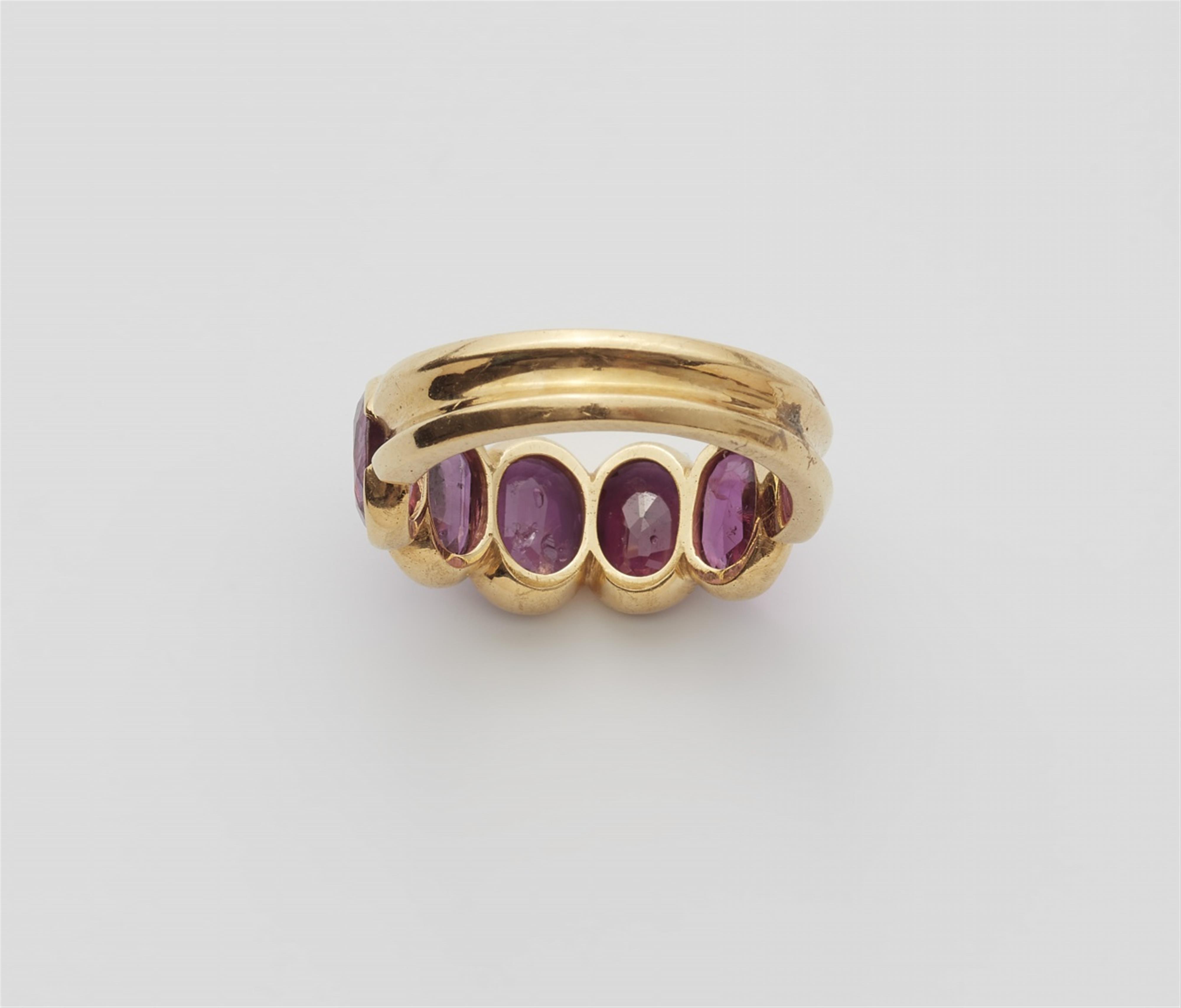 An 18k gold five-stone sapphire ring - image-2
