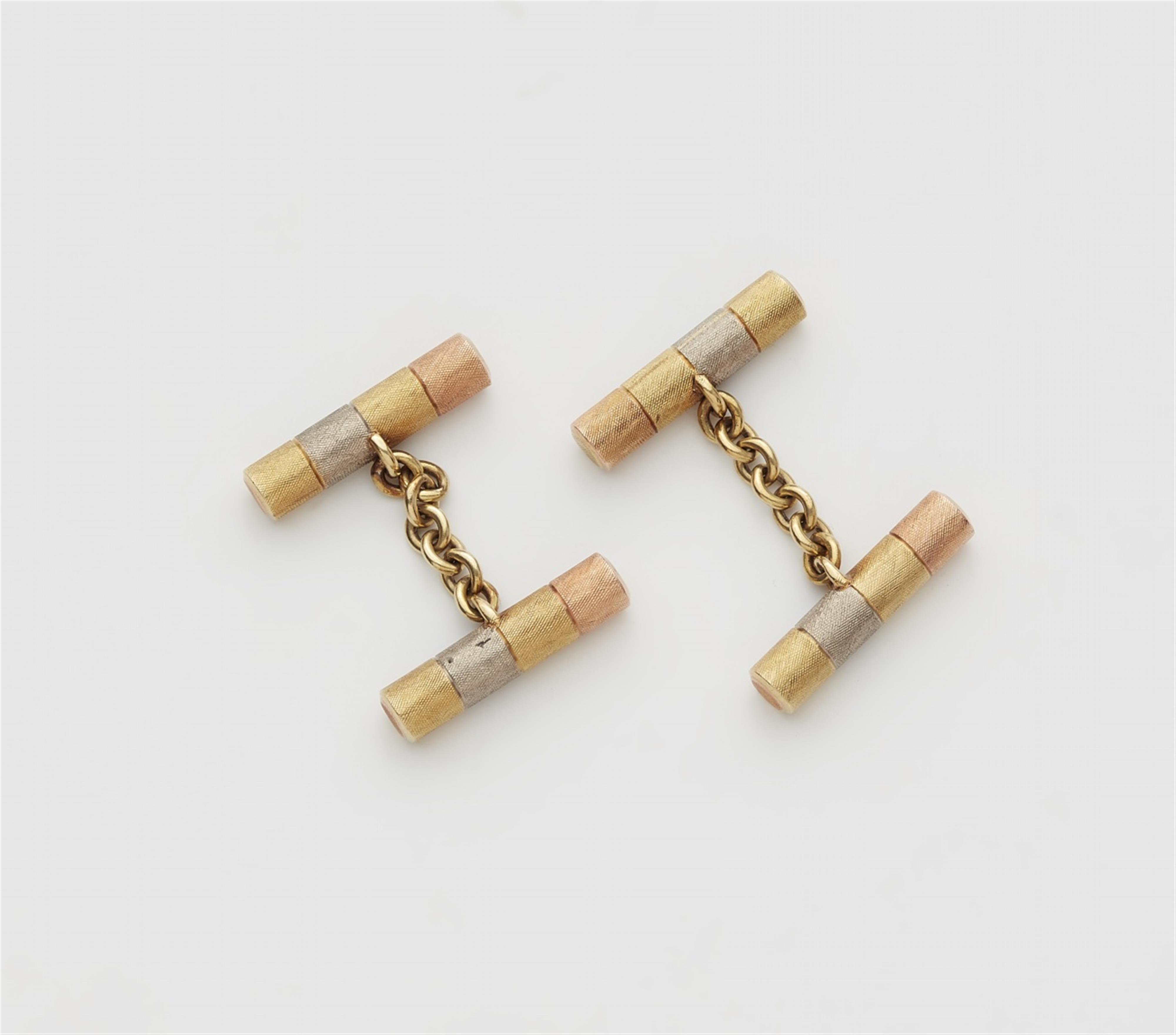 A pair of 14k tri-colour gold cufflinks - image-1