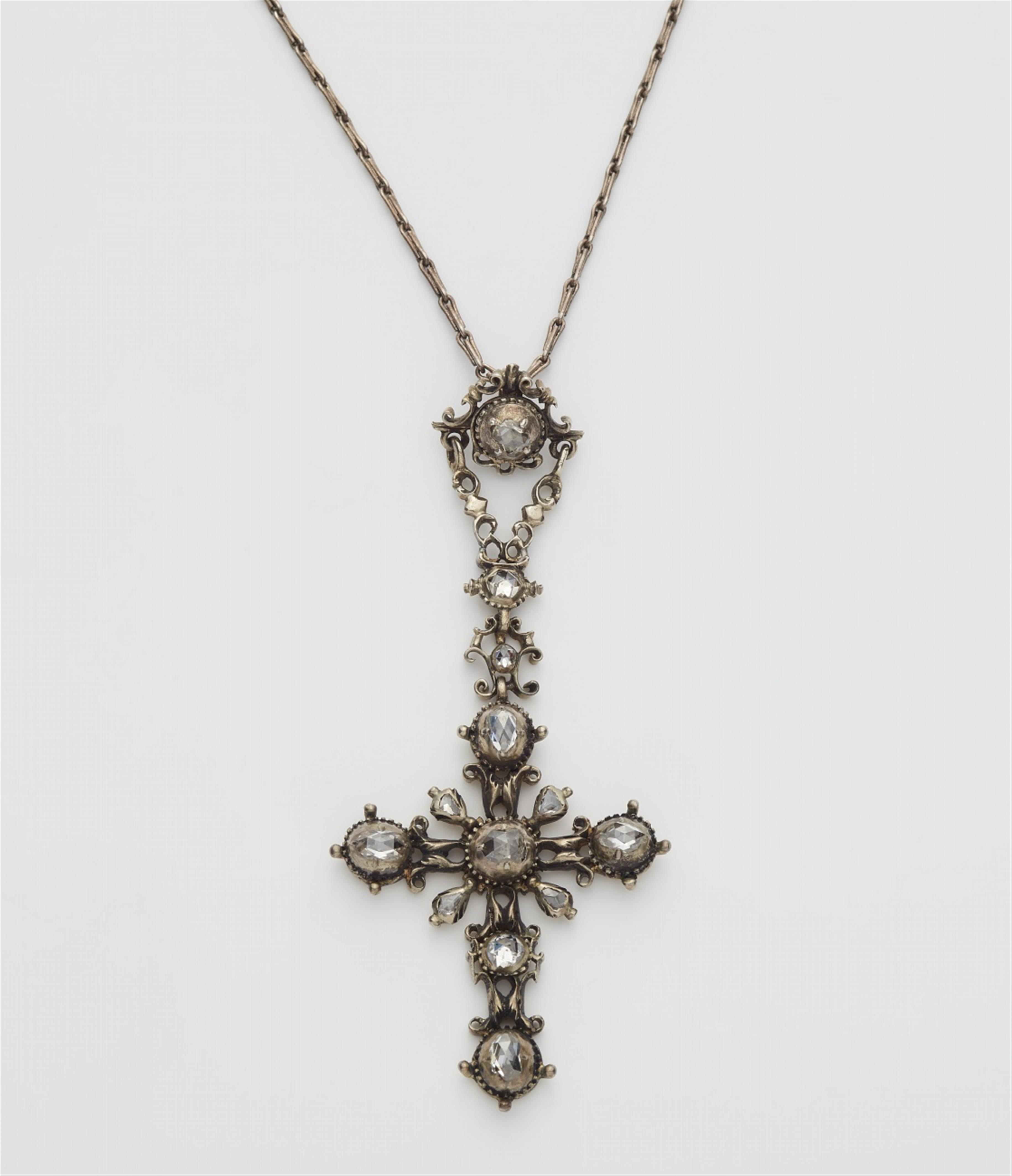 A Rococo parcel gilt silver cross pendant - image-1