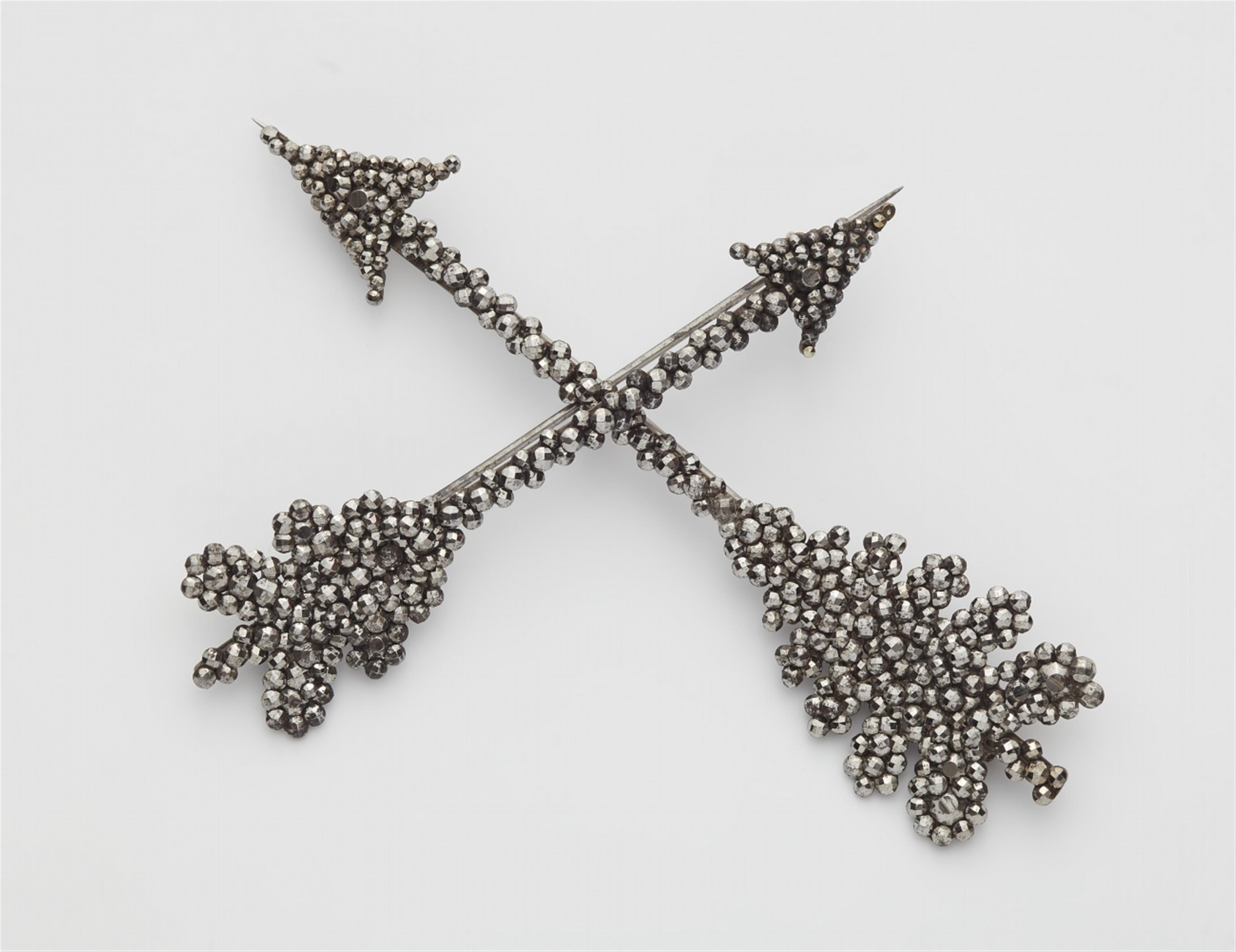 Two Georgian cut steel pin brooches - image-1