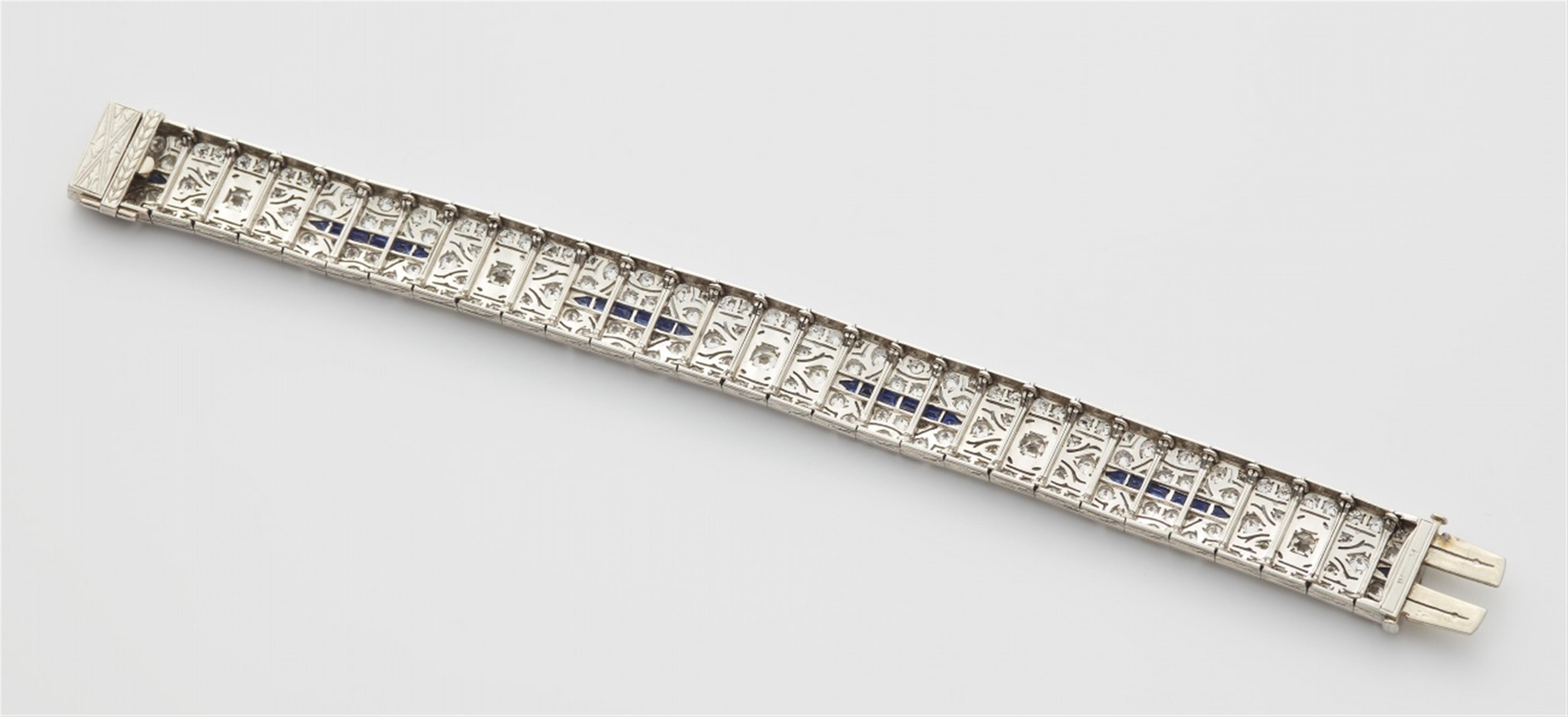 An Art Déco platinum diamond and sapphire bracelet - image-2