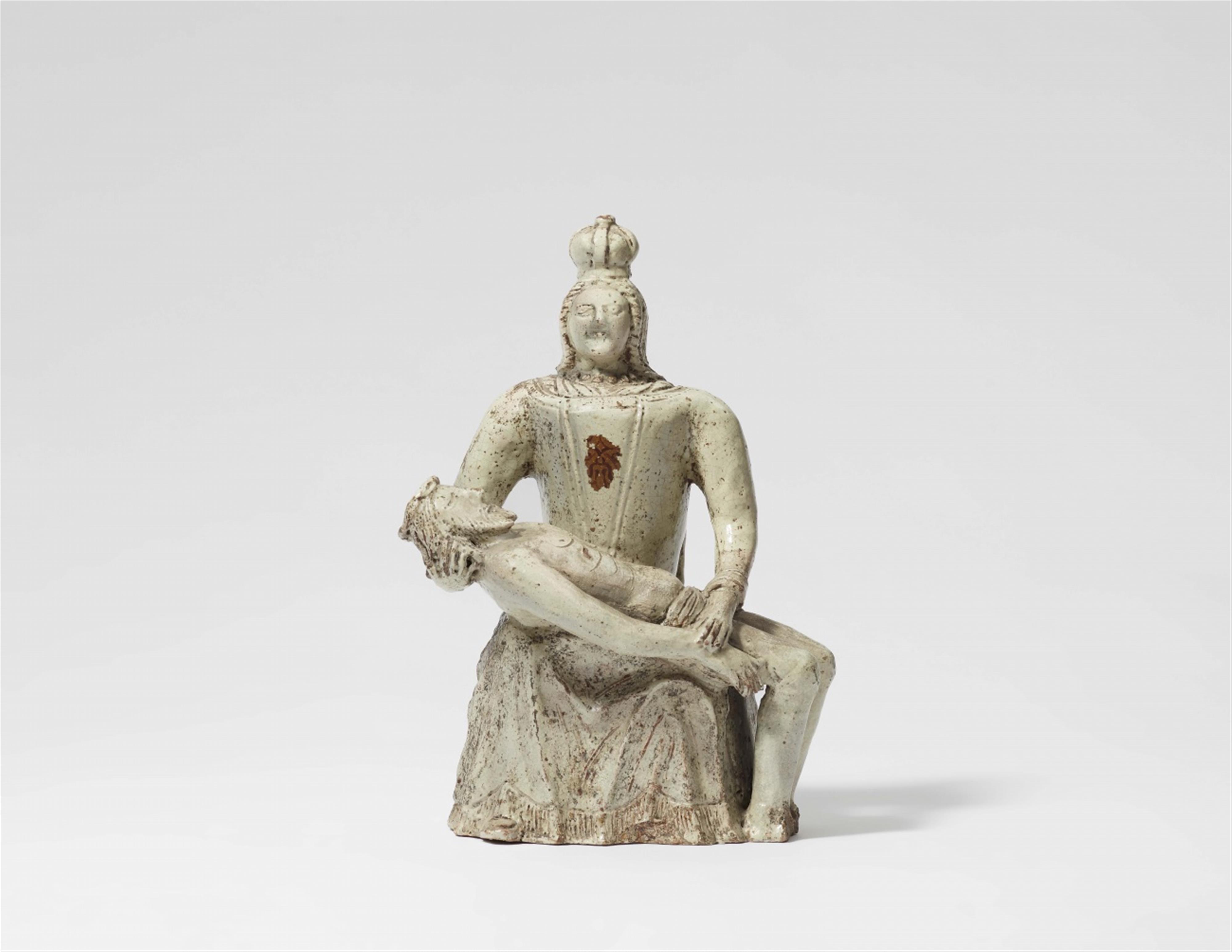 A Rhenish earthenware pietà sculpture - image-1