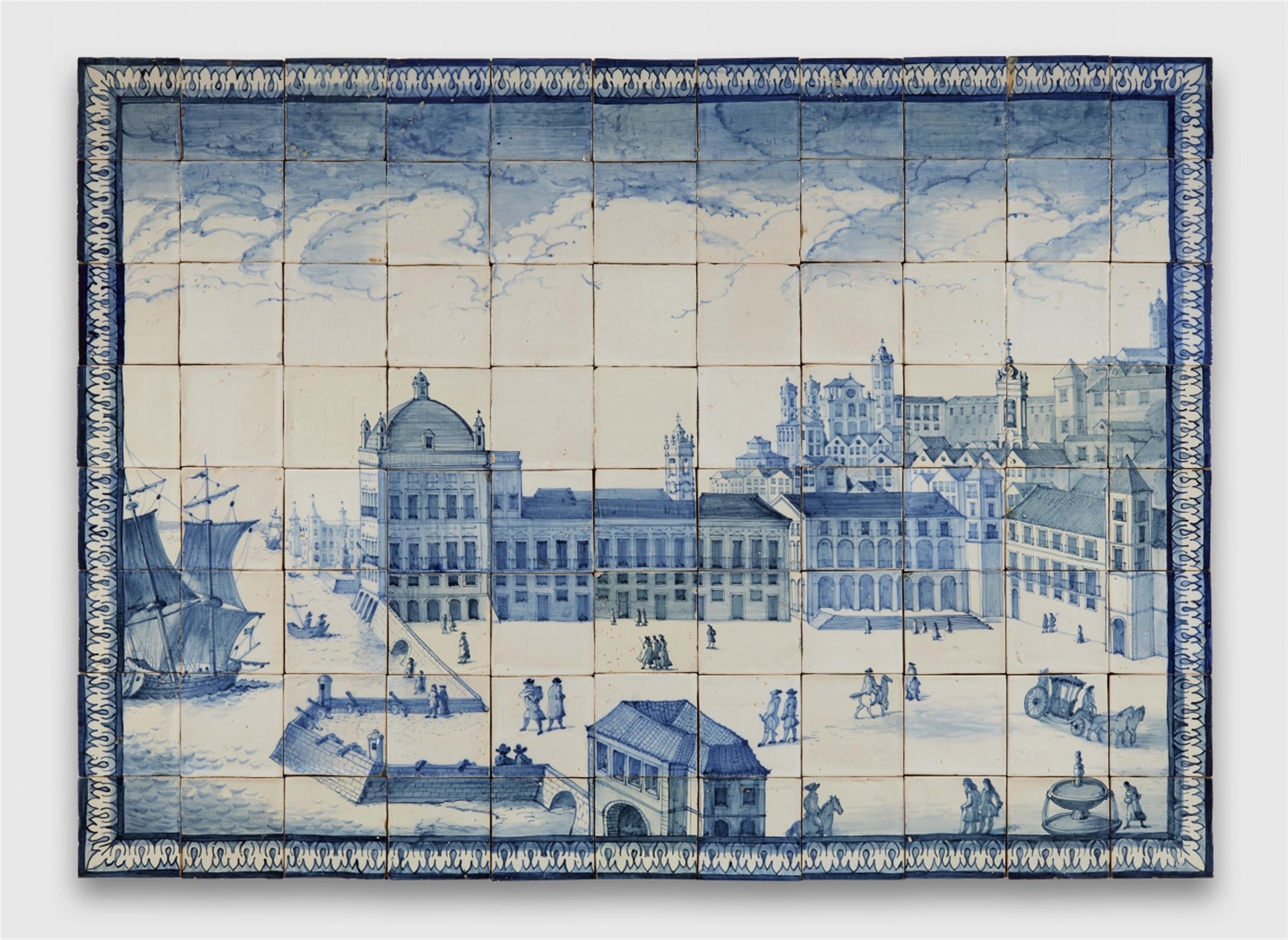 A Portuguese faience tile picture with a view of Lisbon - image-1