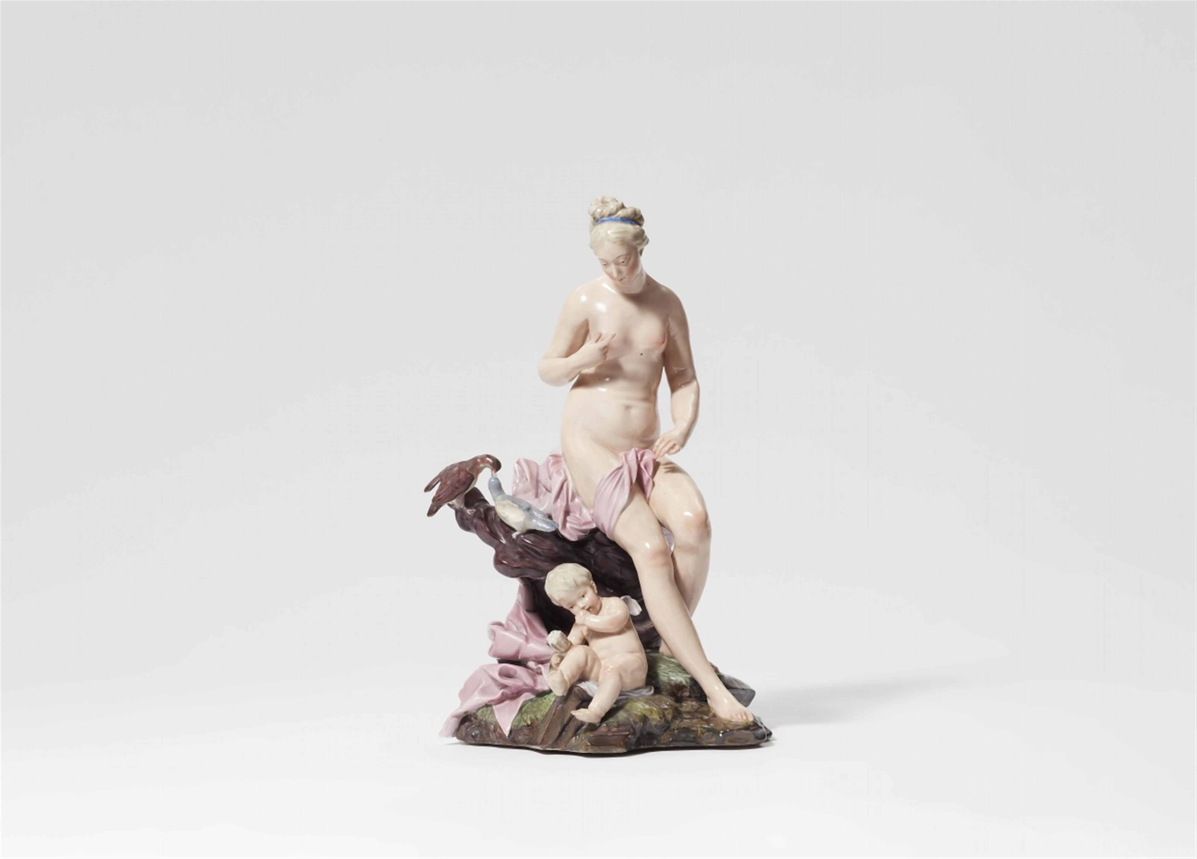 A Höchst porcelain model of Venus and Cupid with doves - image-1