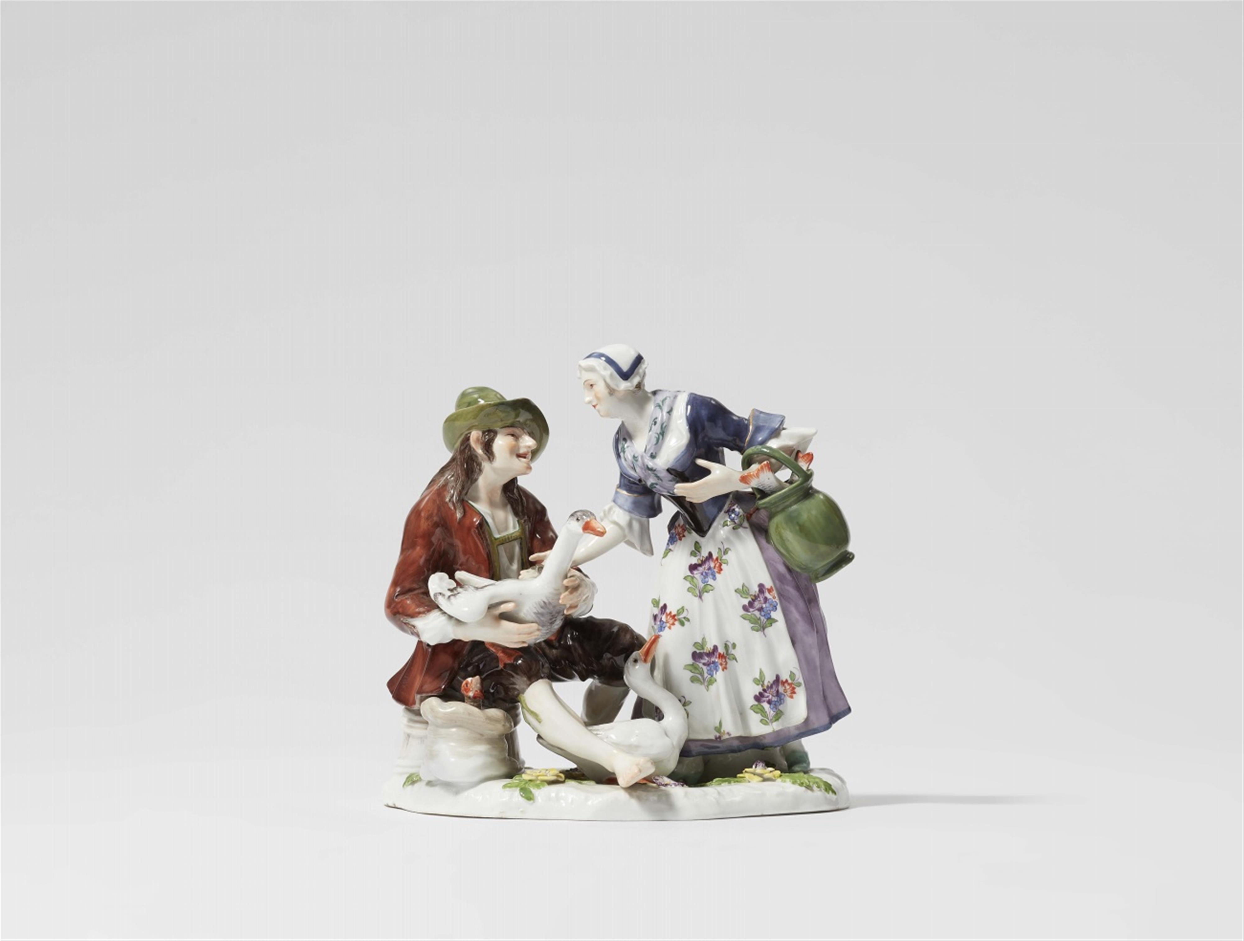 A Meissen porcelain goose seller group - image-1