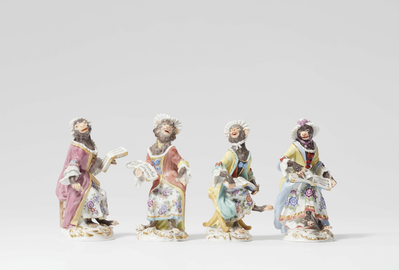 A large Meissen porcelain monkey band - image-3