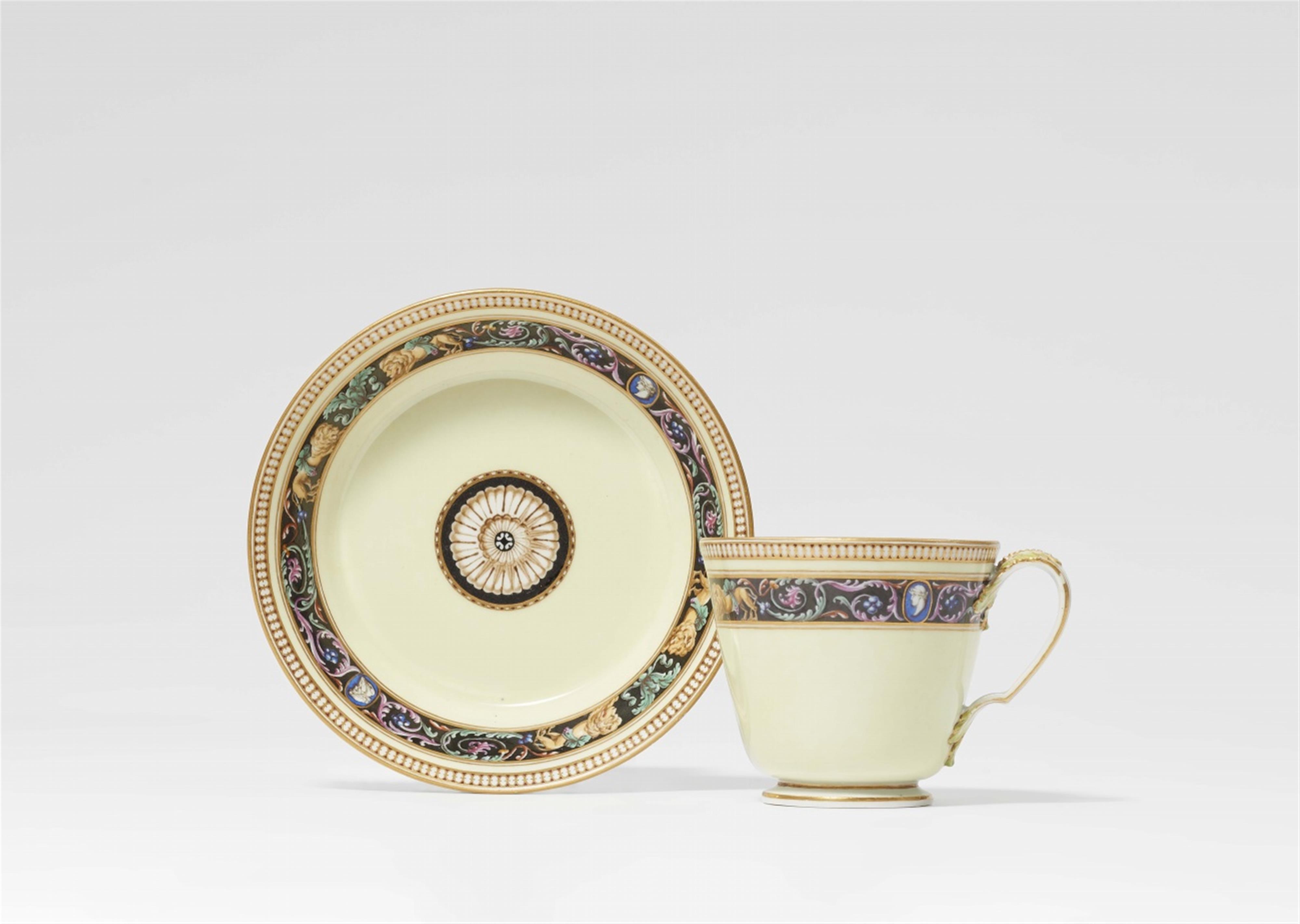 A Meissen porcelain cup and saucer with arabesque decor - image-1