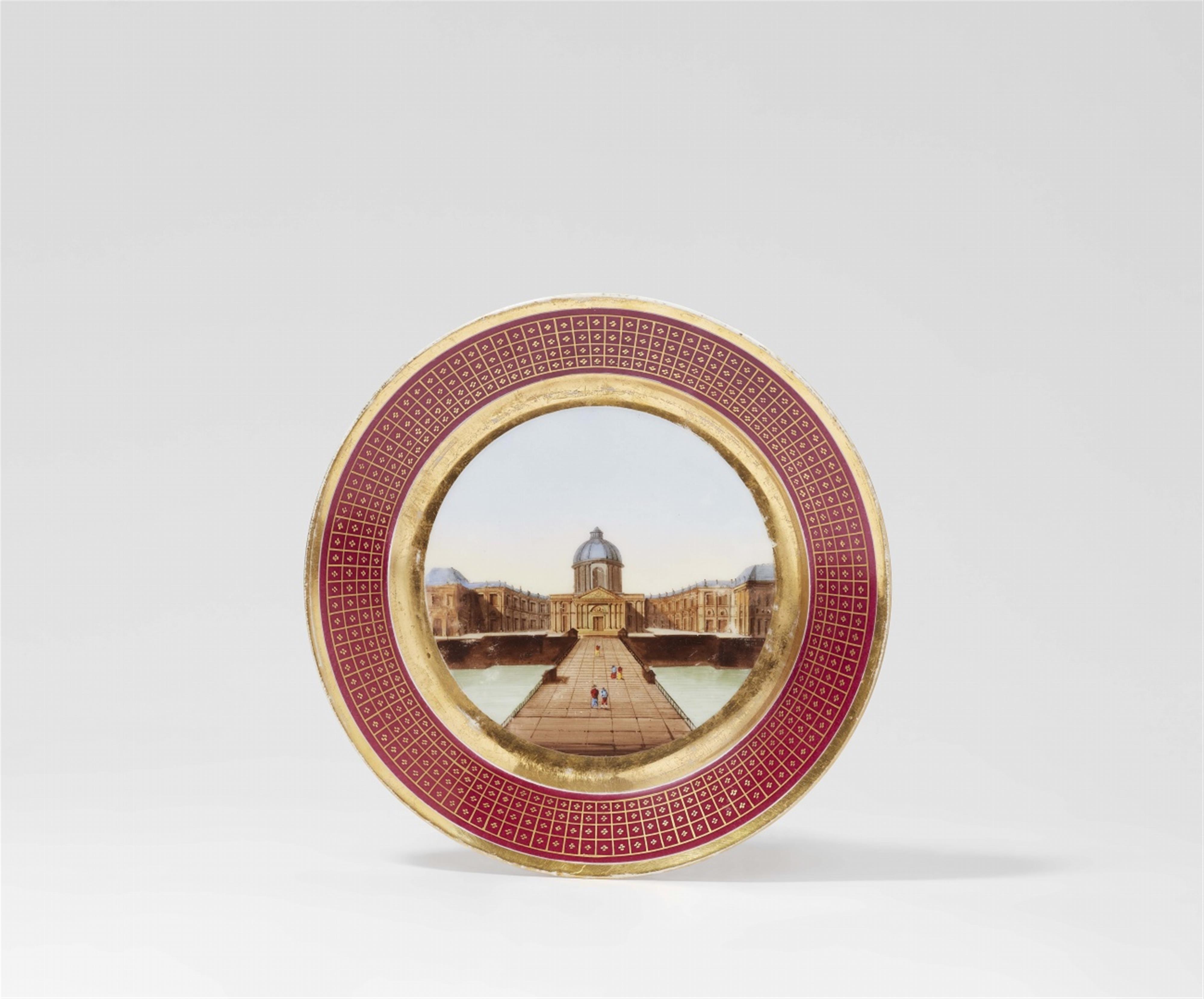 A porcelain plate with a view of the Collège des Quatre-Nations - image-1