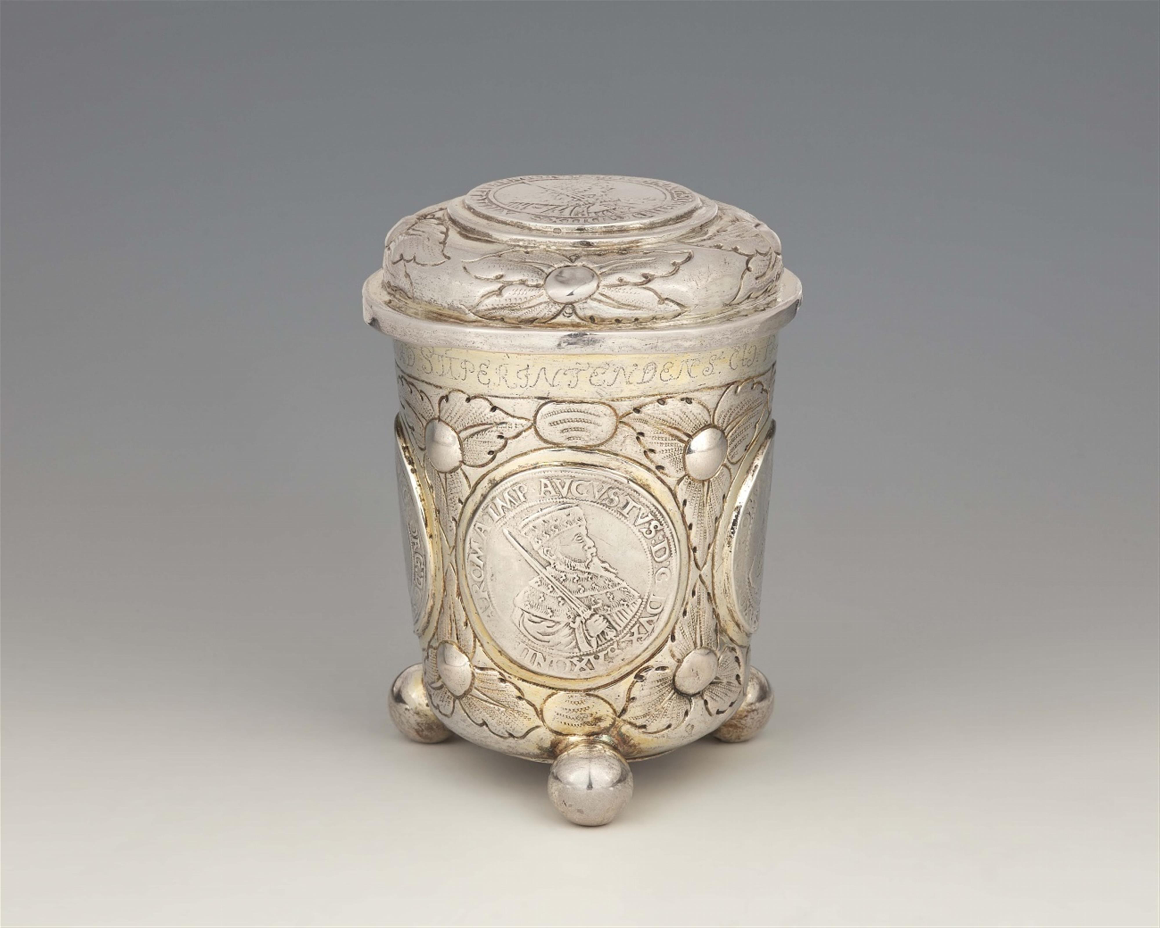 A parcel gilt silver coin-set beaker made for Samuel Dauderstadt - image-1