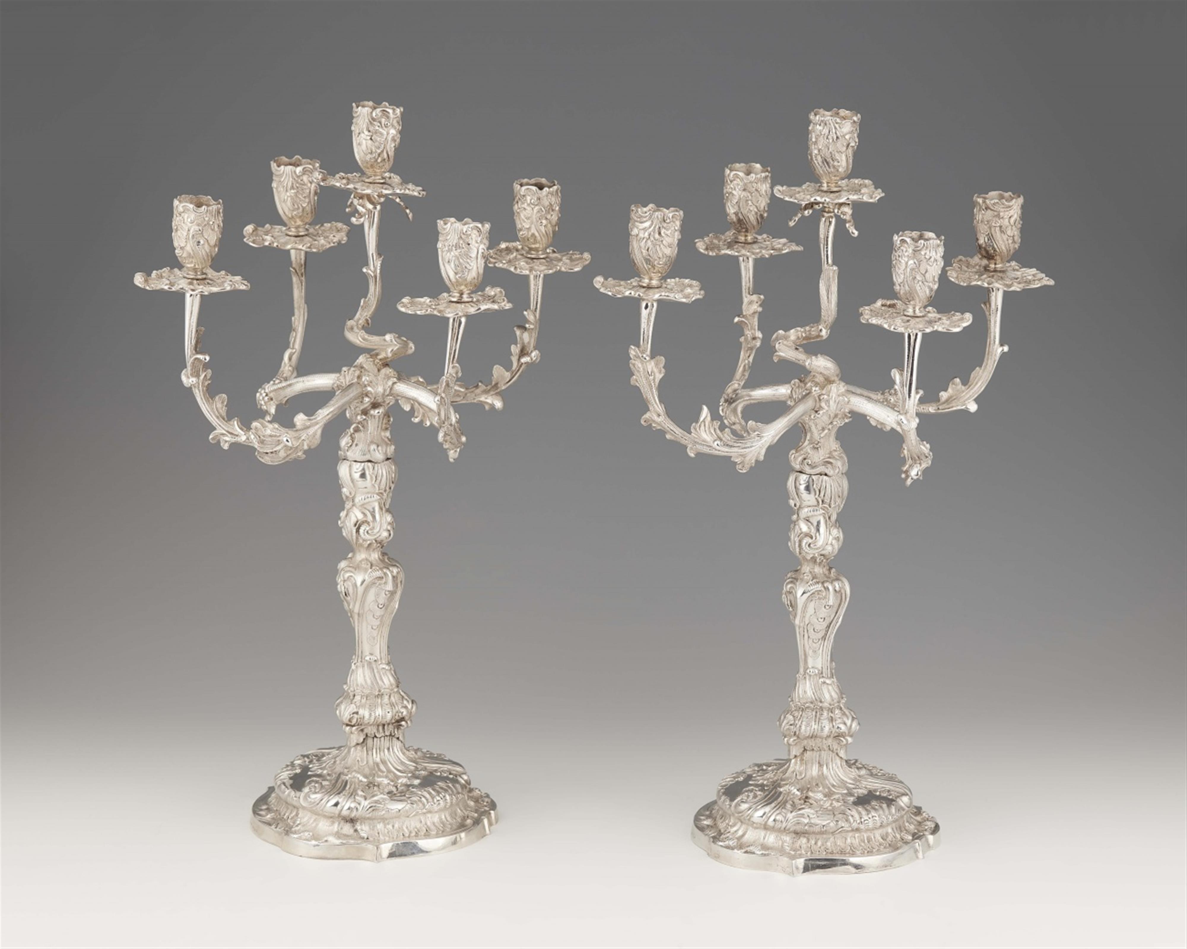 A pair of Dresden silver candelabra - image-1