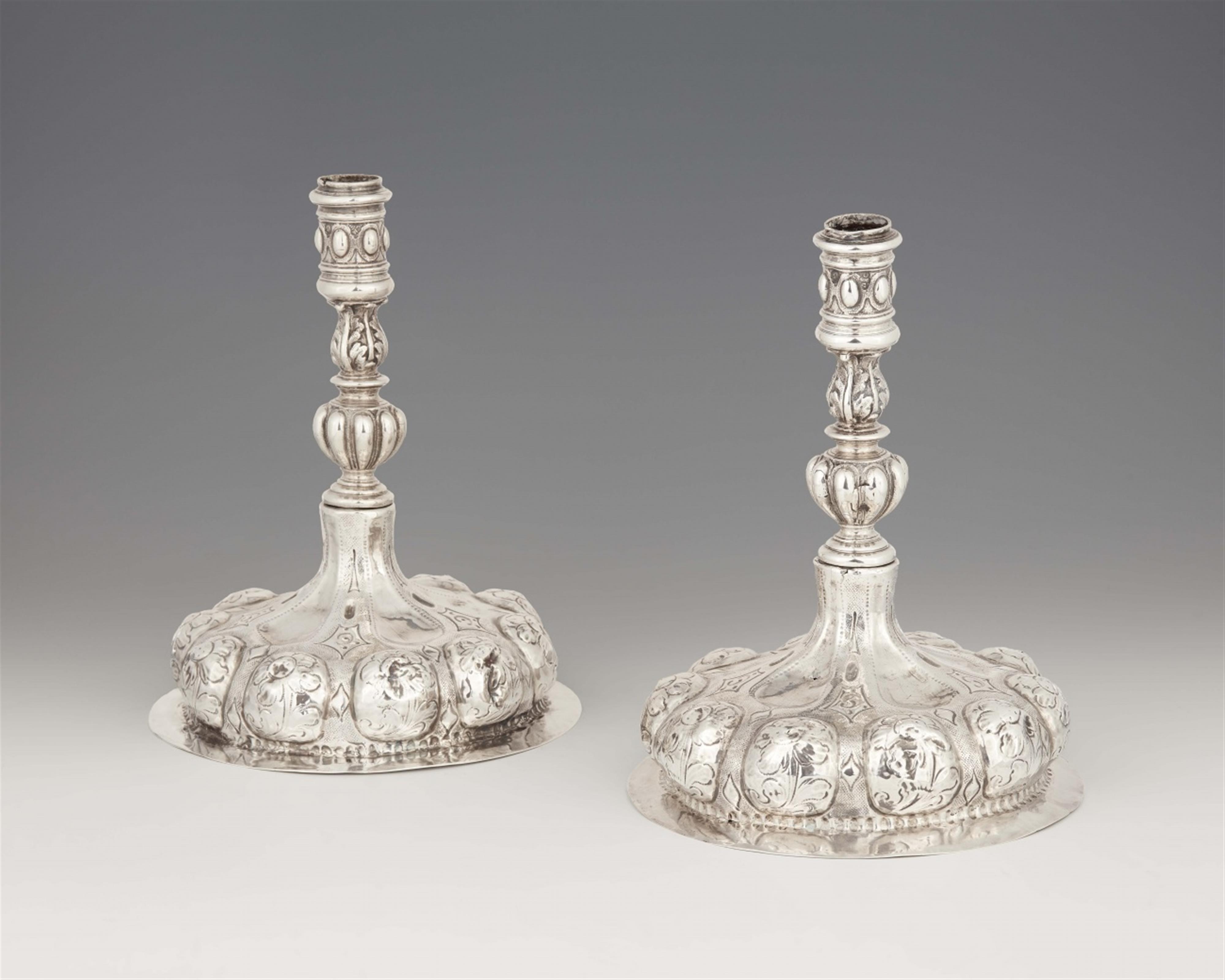 An early pair of Venetian silver candlesticks - image-1