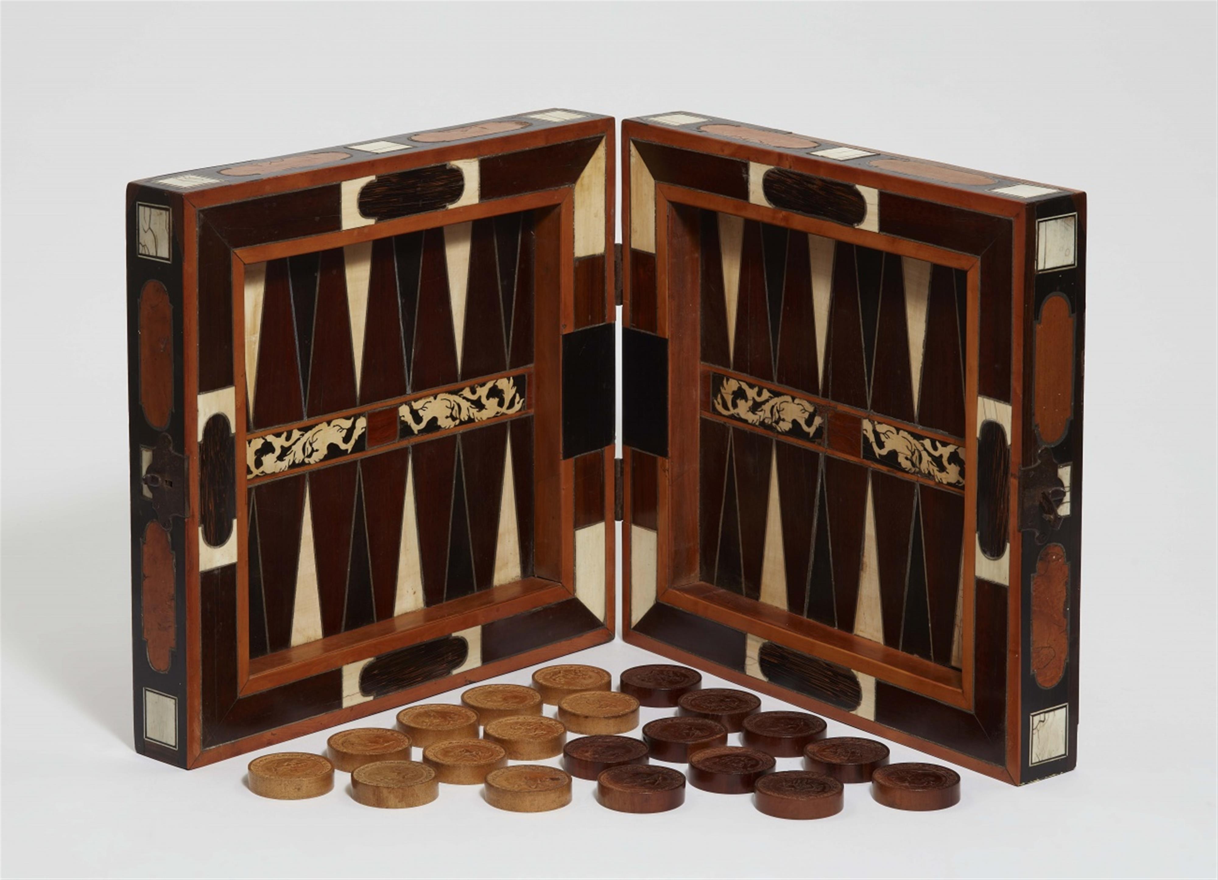 A Baroque gaming chest with 20 game pieces - image-1