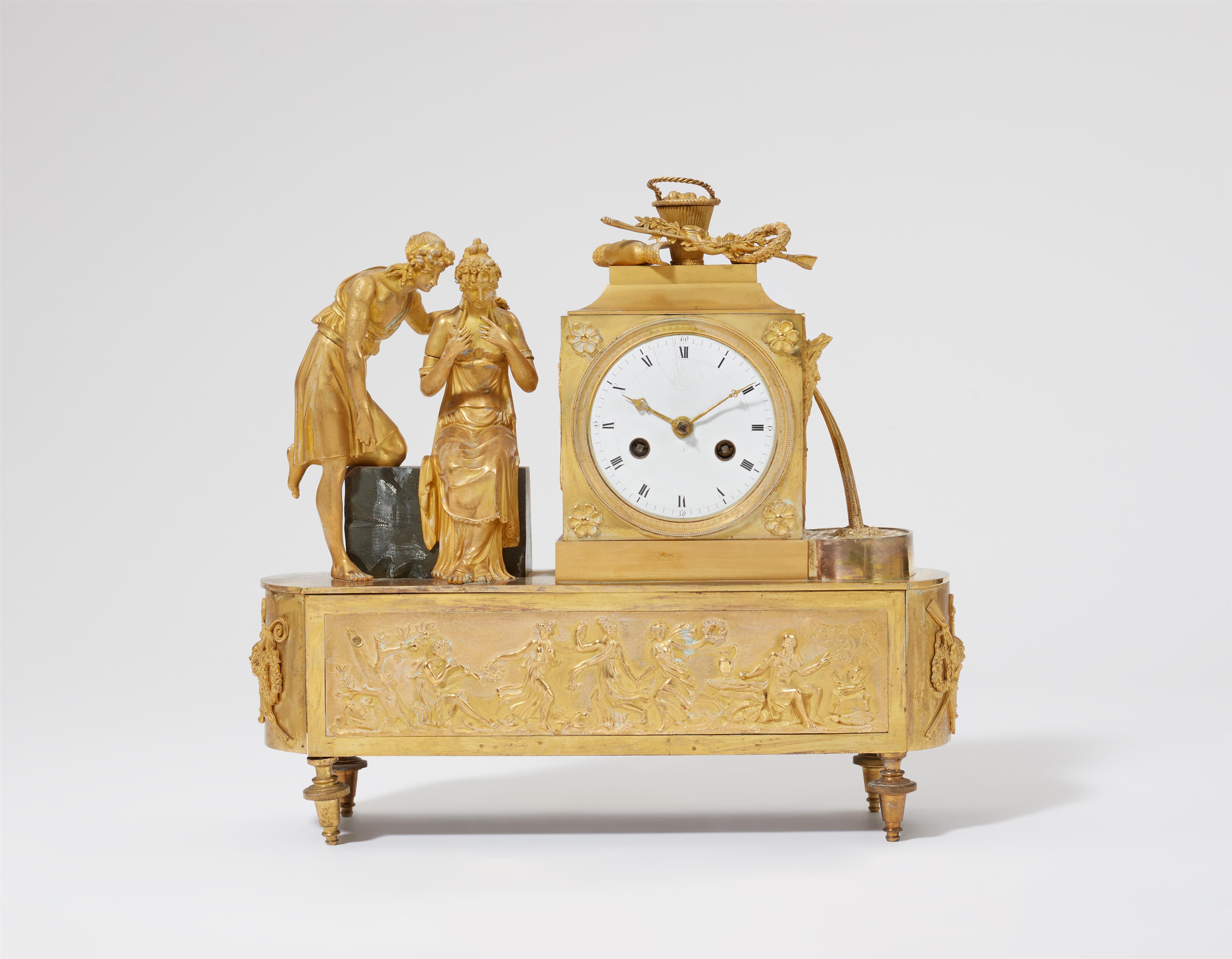 A Parisian ormolu pendulum clock with a shepherd couple - image-3