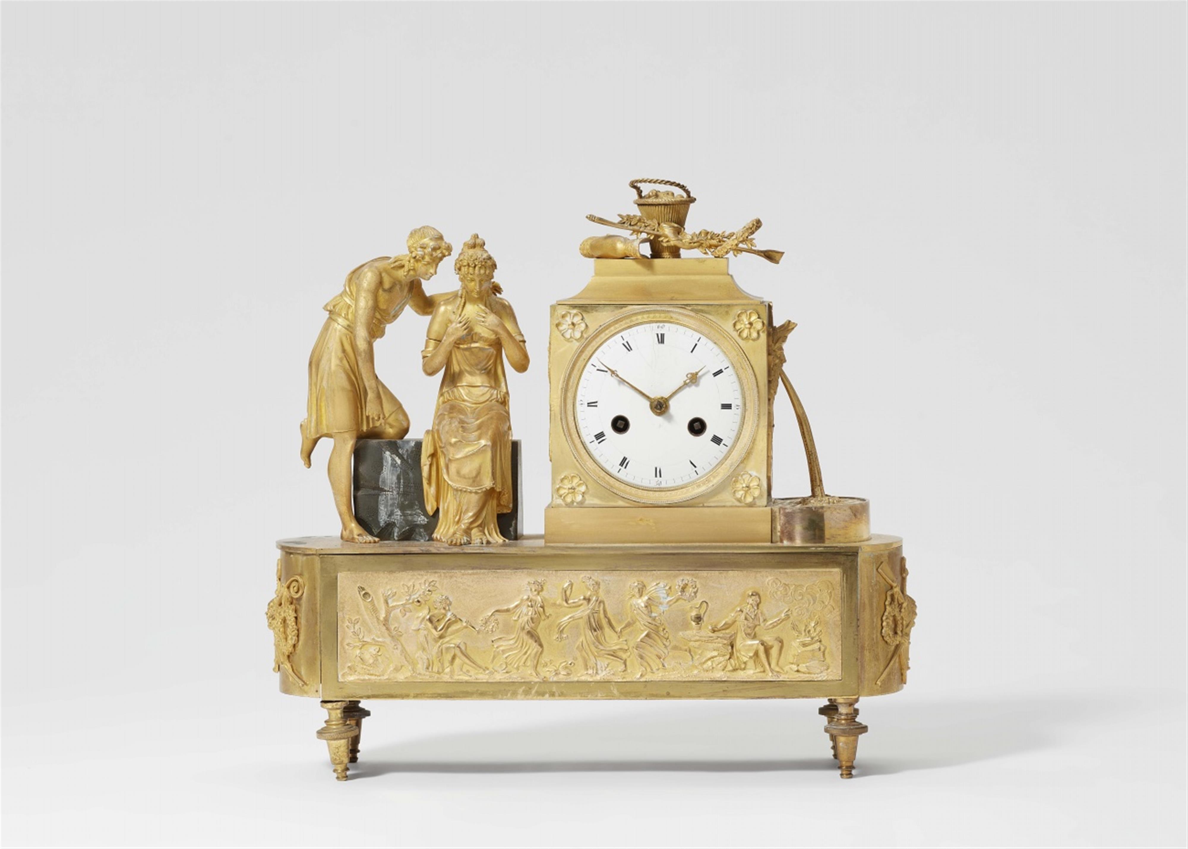 A Parisian ormolu pendulum clock with a shepherd couple - image-1