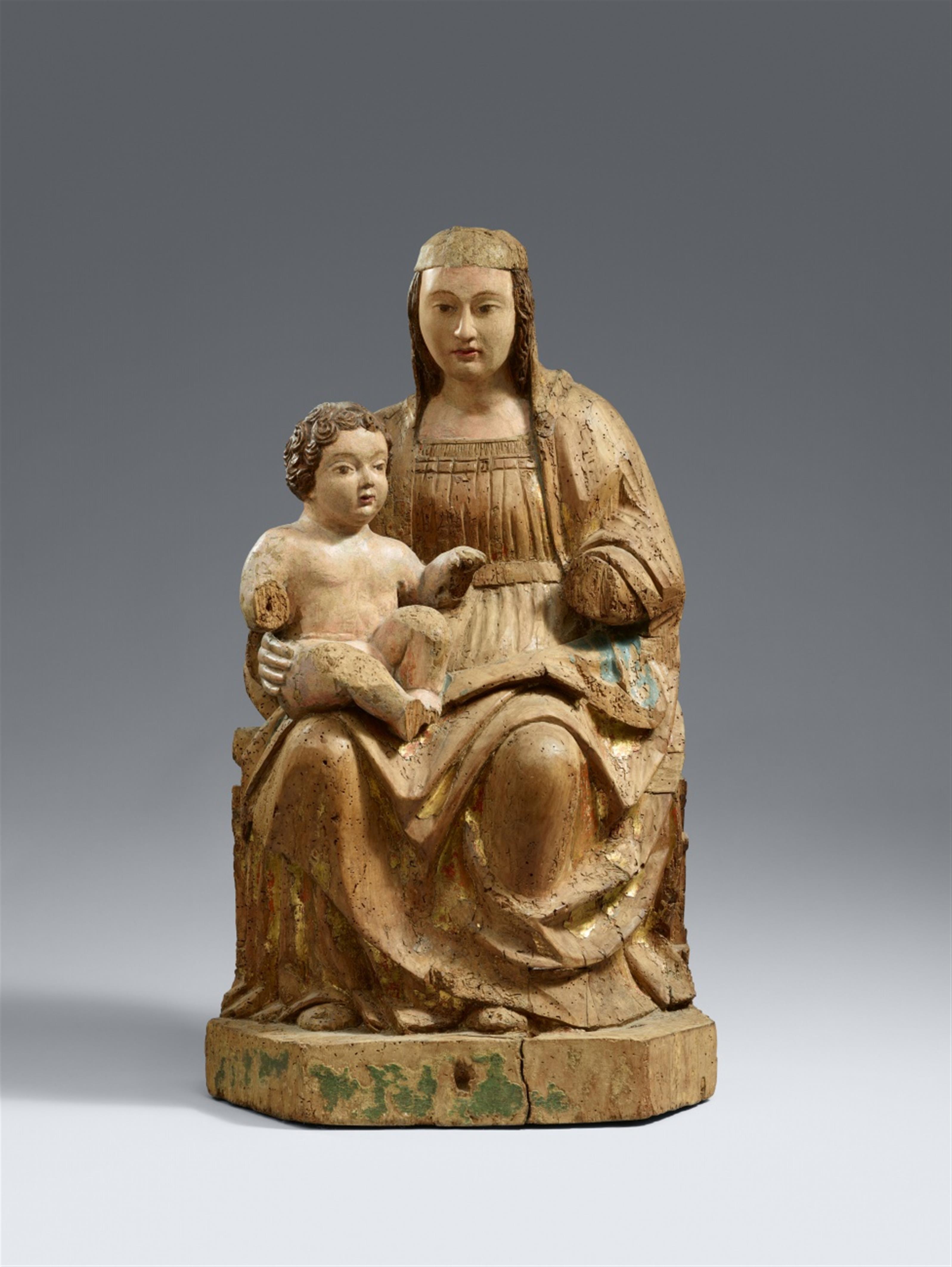 Northern Italy 2nd half 15th century - A North Italian carved wood figure of the Virgin Enthroned, 2nd half 15th century - image-1