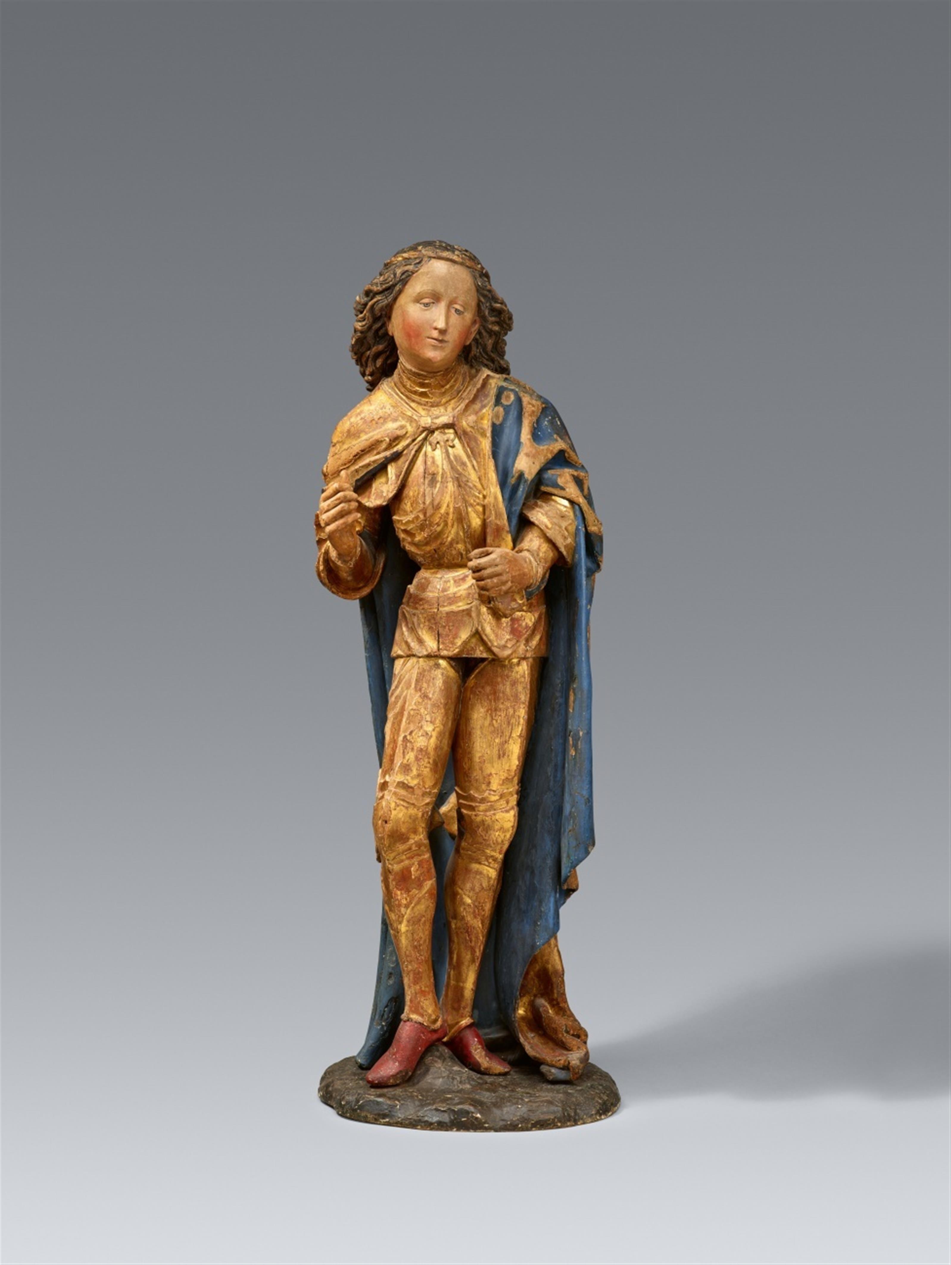 Probably Swabia 2nd half 15th century - A carved wood figure of Saint George, presumably Swabia, second half 15th century - image-1