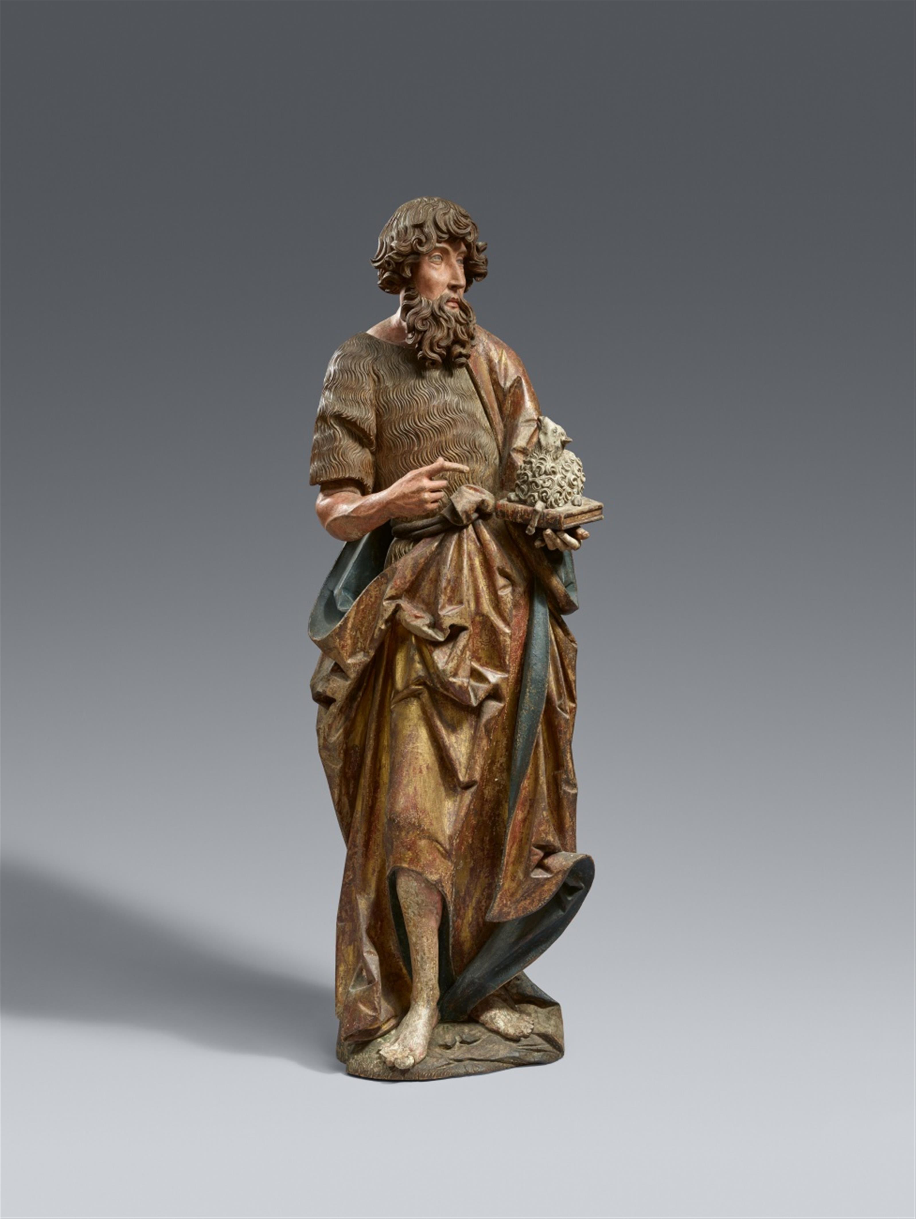 Probably Bavaria around 1500 - A carved wood figure of John the Baptist, presumably Bavaria, around 1500 - image-1