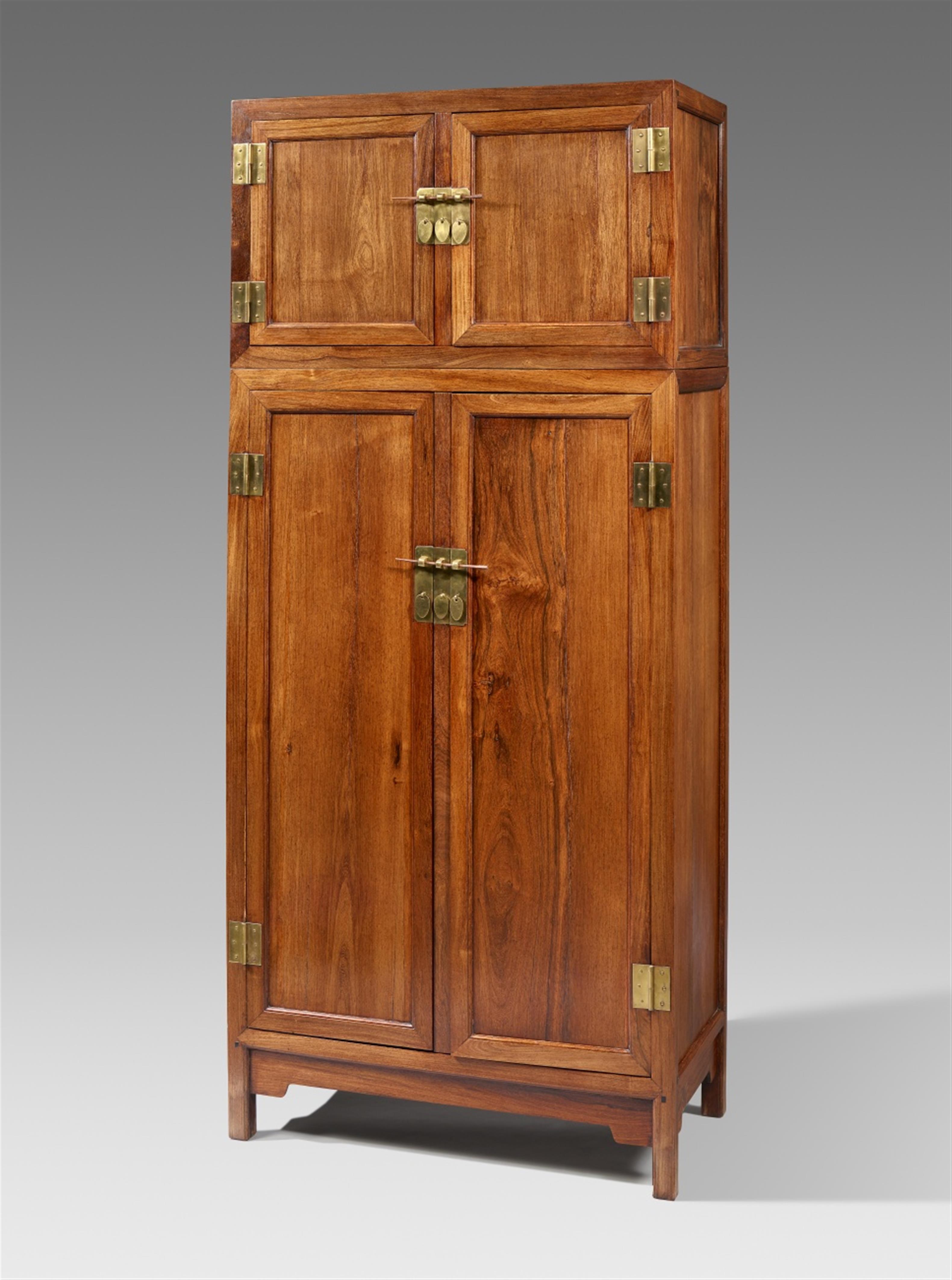 A pair of possibly huanghuali wood compound wardrobes with a top cupboard. 19th/20th century - image-5