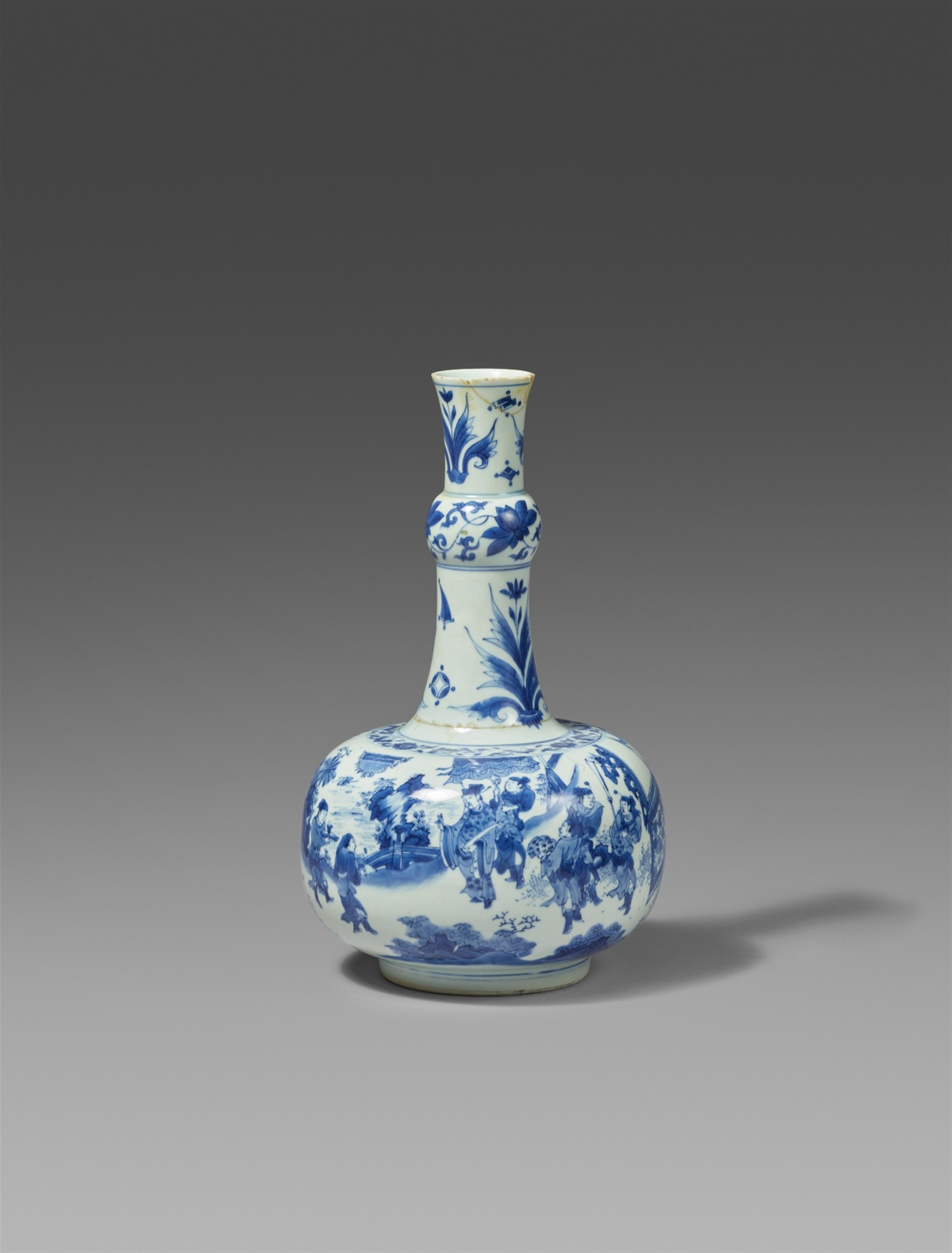 Blau-weiße Flaschenvase. Chongzhen Periode (1628-1644) - image-1