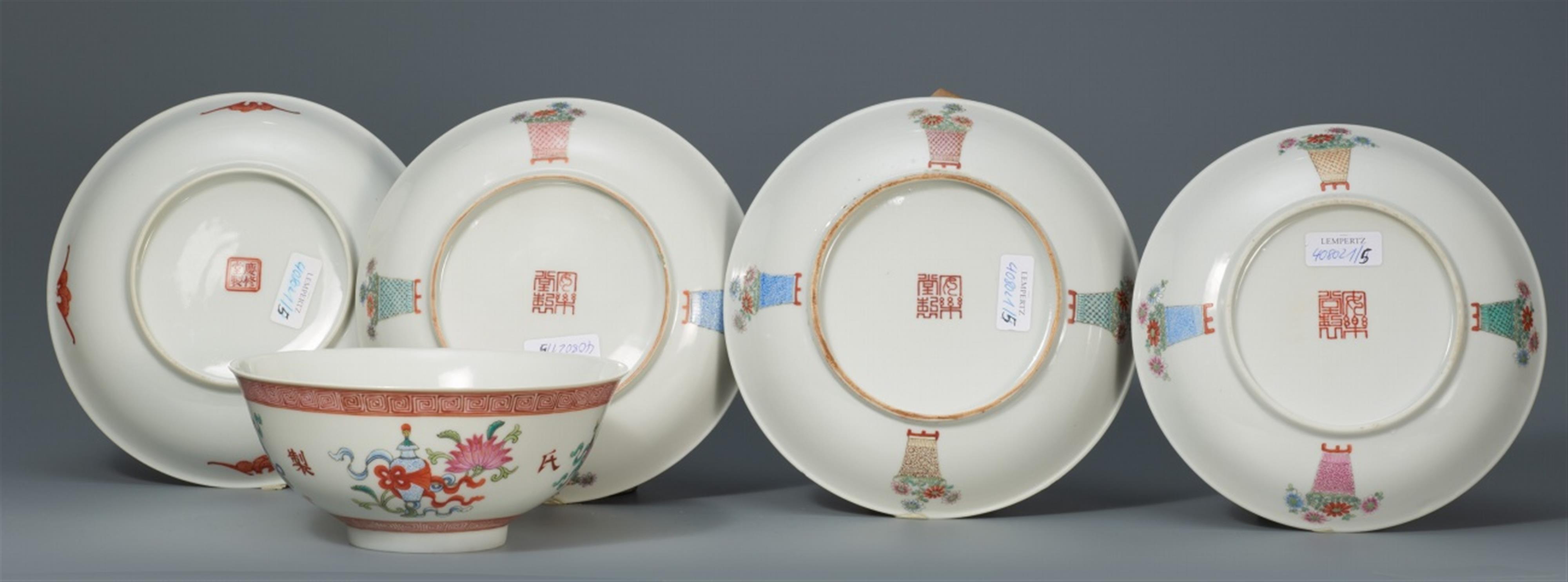 Five fencai bajixiang dishes. Republic period (1912–1949) - image-2